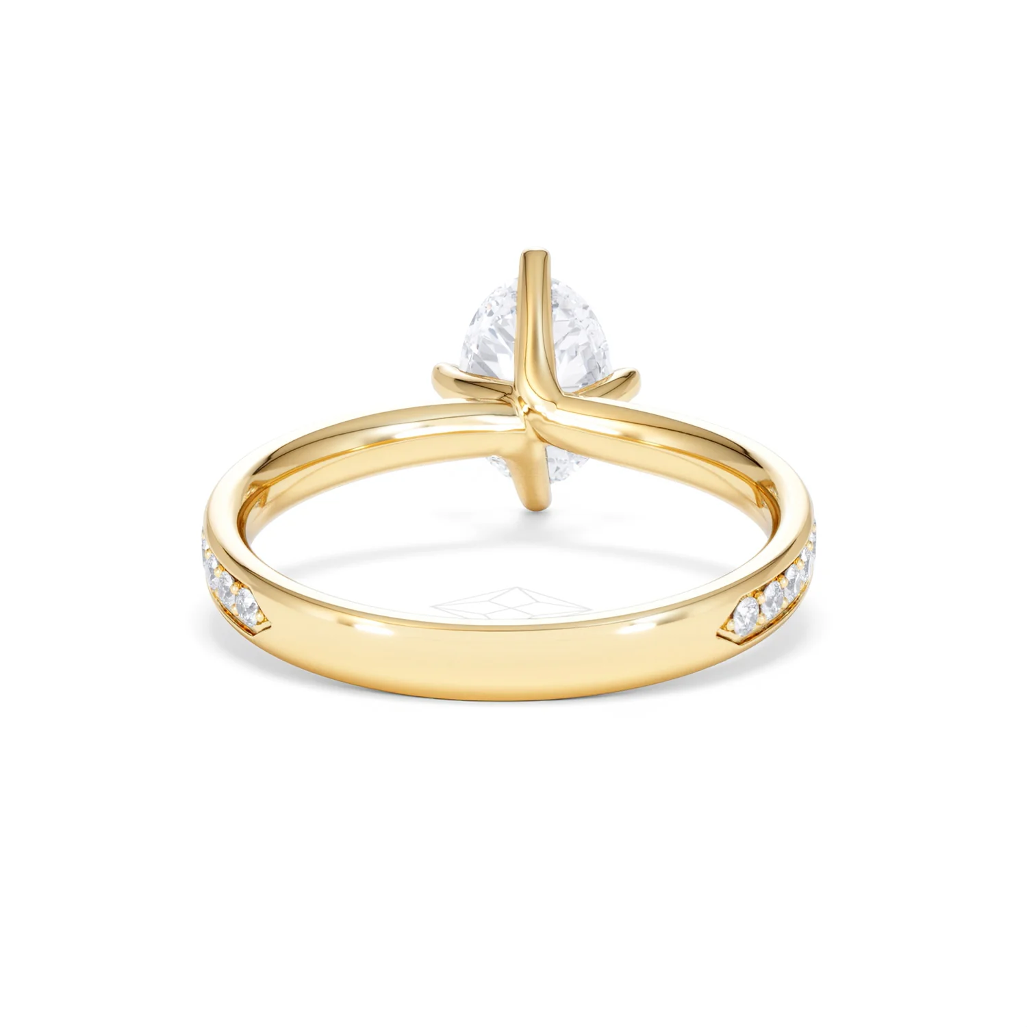 Origin Twist 1.00ct Oval Cut Lab Diamond Solitaire Engagement Ring with Side Stones in 18K Yellow Gold - Image 46