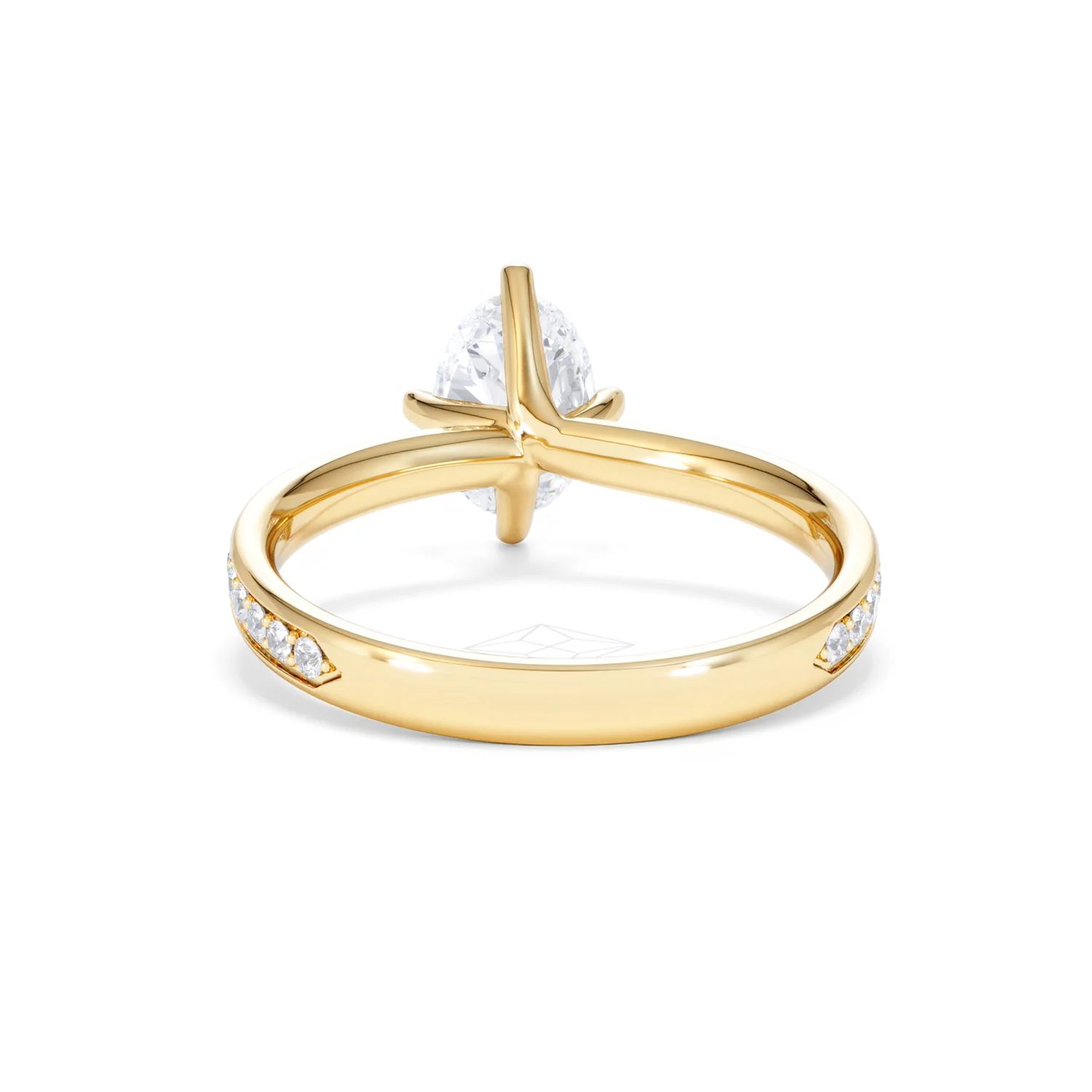 Origin Twist 1.00ct Oval Cut Lab Diamond Solitaire Engagement Ring with Side Stones in 18K Yellow Gold - Image 48