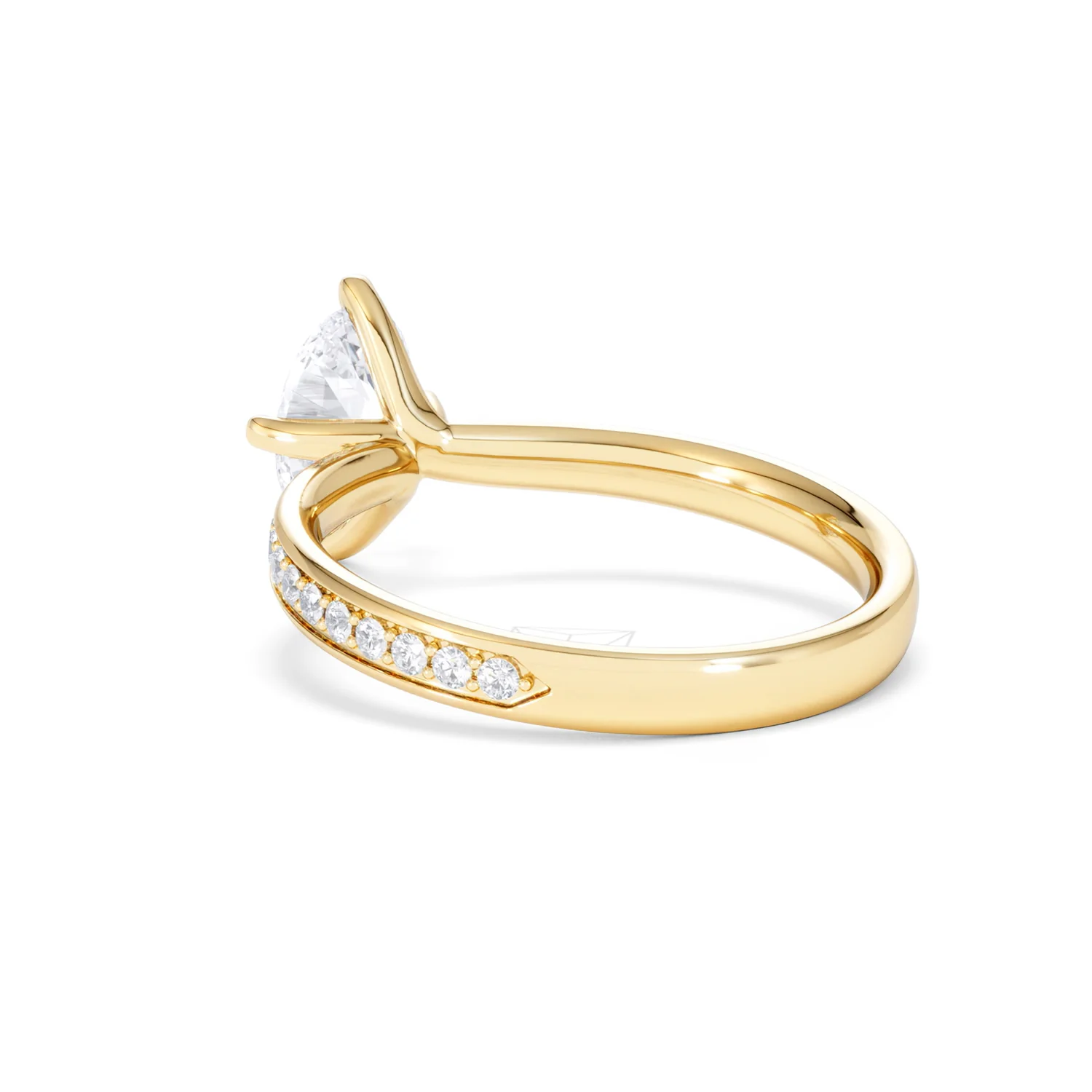 Origin Twist 1.00ct Oval Cut Lab Diamond Solitaire Engagement Ring with Side Stones in 18K Yellow Gold - Image 55