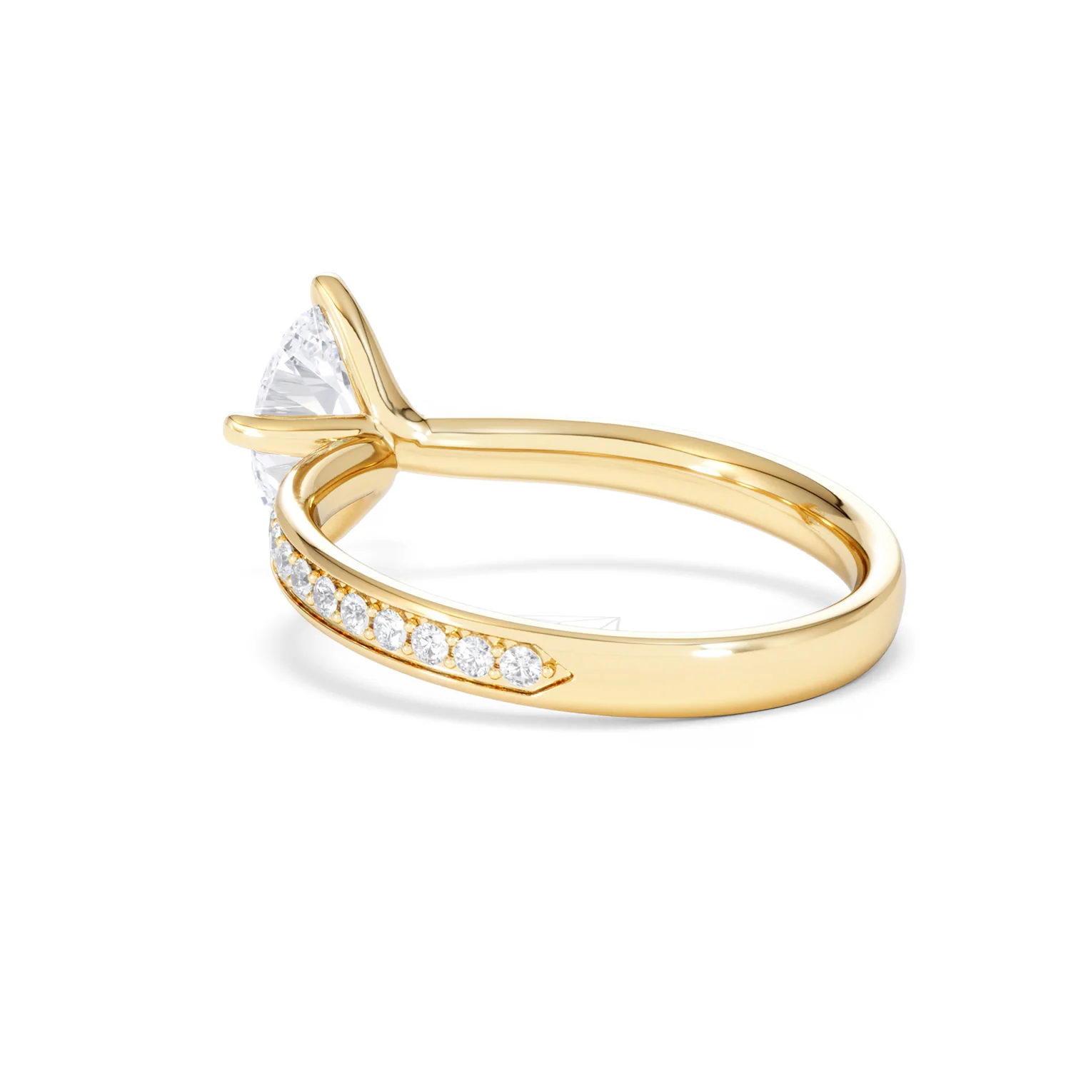Origin Twist 1.00ct Oval Cut Lab Diamond Solitaire Engagement Ring with Side Stones in 18K Yellow Gold - Image 56