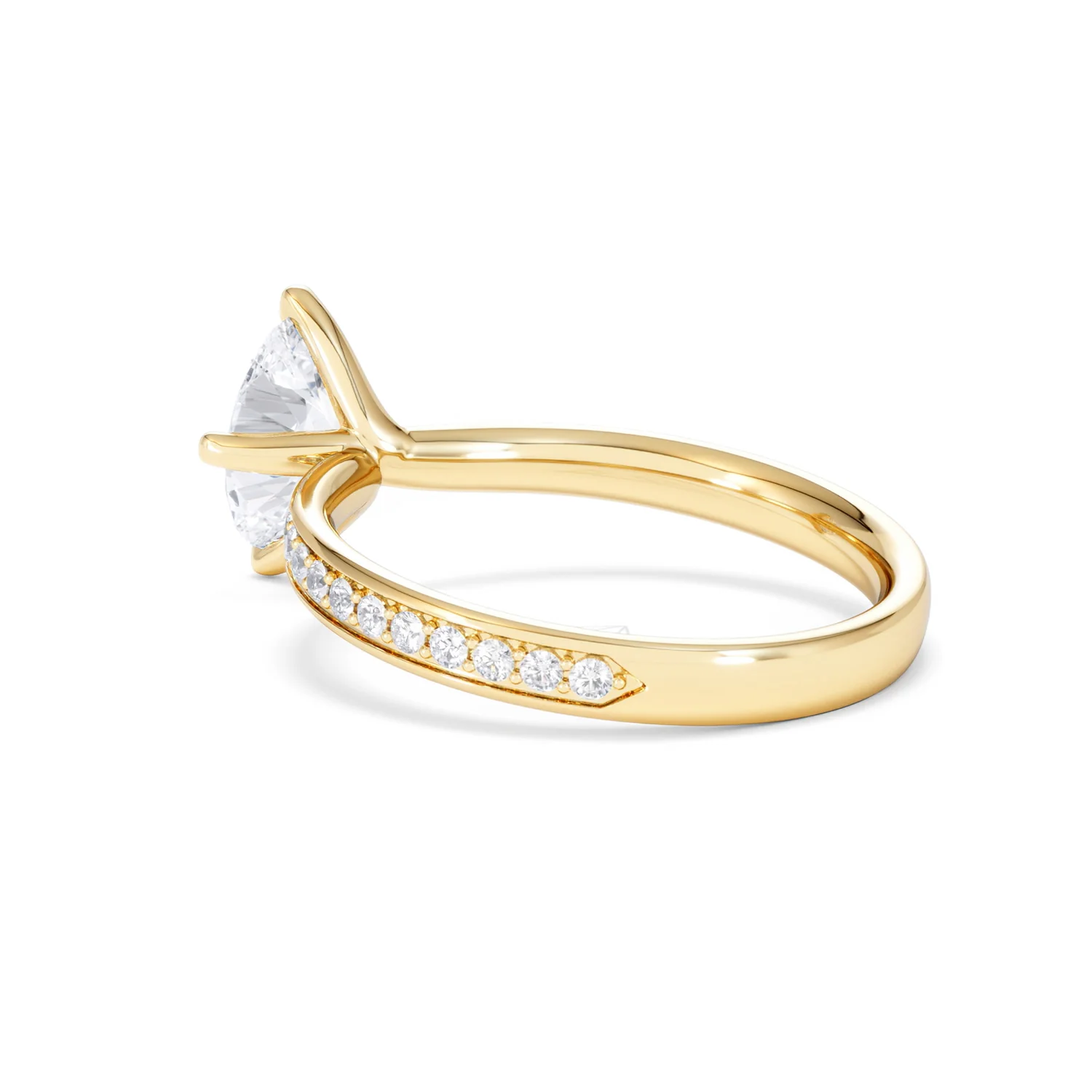 Origin Twist 1.00ct Oval Cut Lab Diamond Solitaire Engagement Ring with Side Stones in 18K Yellow Gold - Image 58