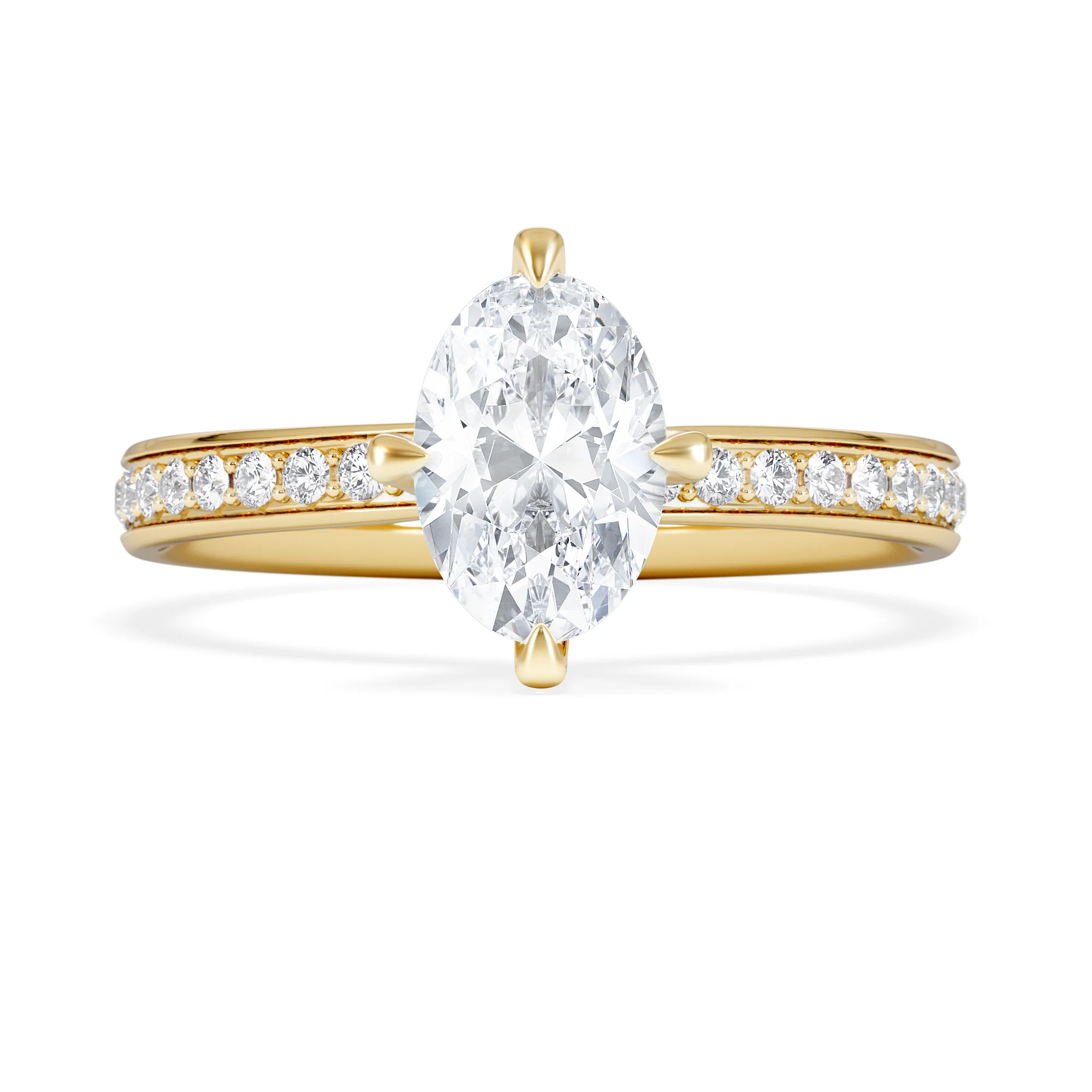 Origin Twist 1.00ct Oval Cut Lab Diamond Solitaire Engagement Ring with Side Stones in 18K Yellow Gold - Image 6