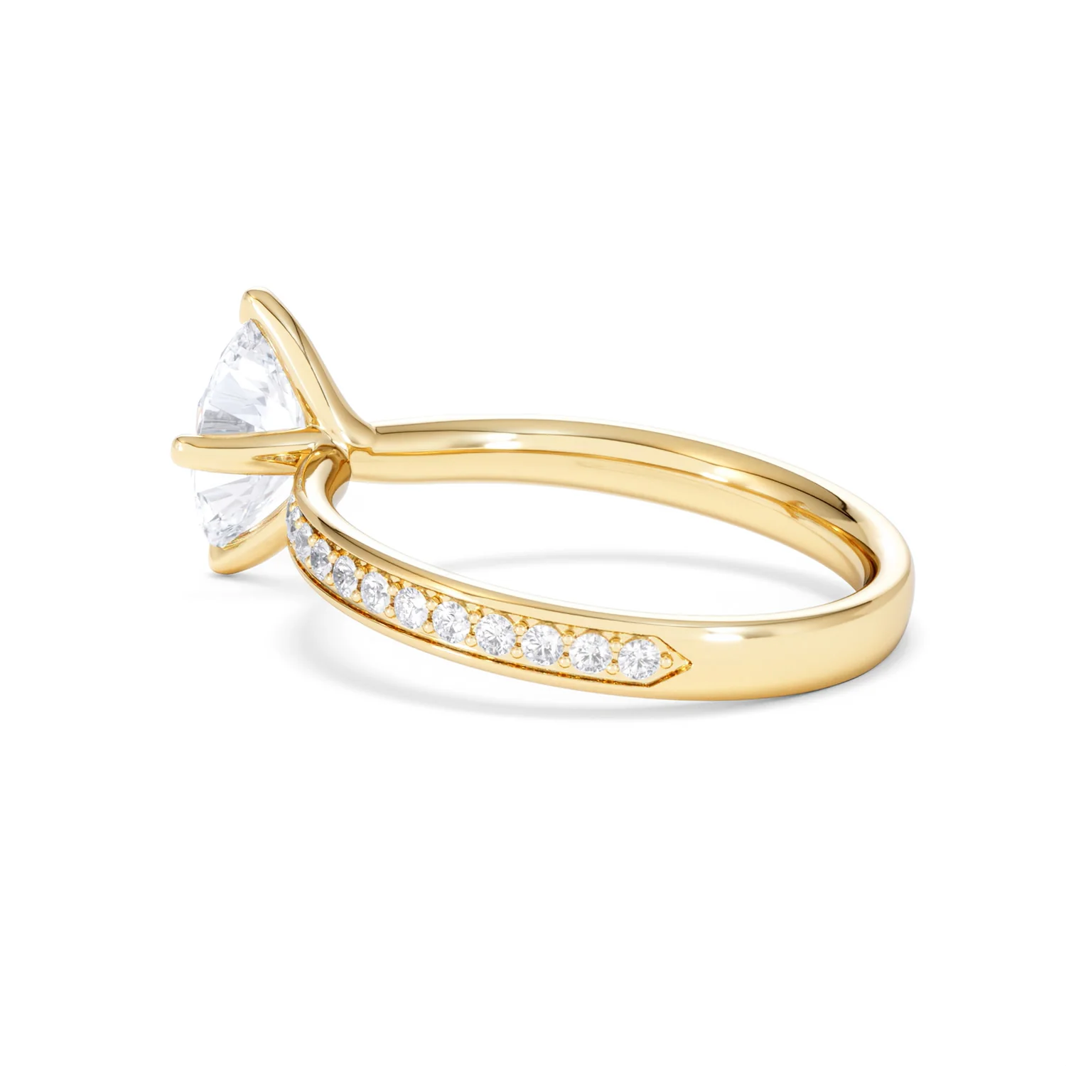 Origin Twist 1.00ct Oval Cut Lab Diamond Solitaire Engagement Ring with Side Stones in 18K Yellow Gold - Image 60