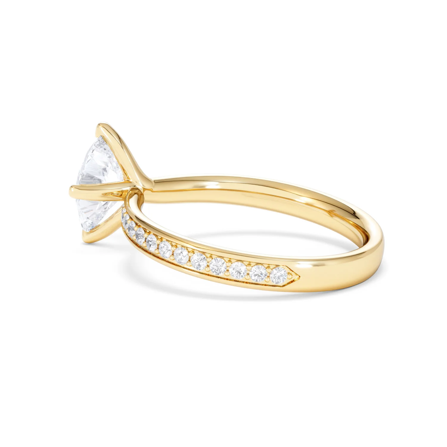 Origin Twist 1.00ct Oval Cut Lab Diamond Solitaire Engagement Ring with Side Stones in 18K Yellow Gold - Image 61
