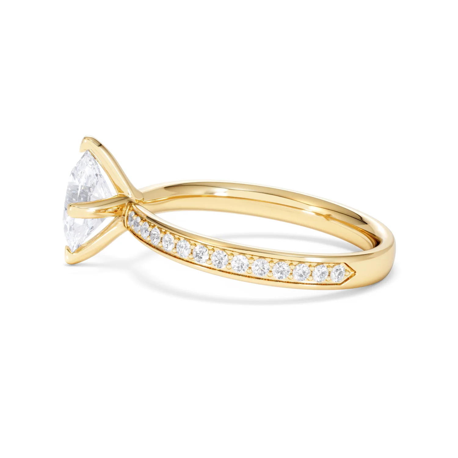 Origin Twist 1.00ct Oval Cut Lab Diamond Solitaire Engagement Ring with Side Stones in 18K Yellow Gold - Image 66