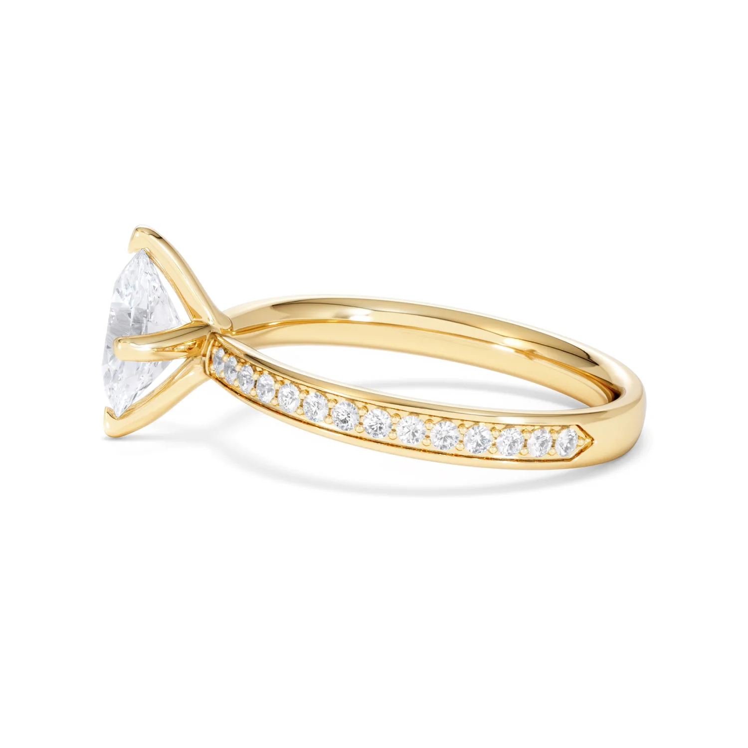 Origin Twist 1.00ct Oval Cut Lab Diamond Solitaire Engagement Ring with Side Stones in 18K Yellow Gold - Image 67