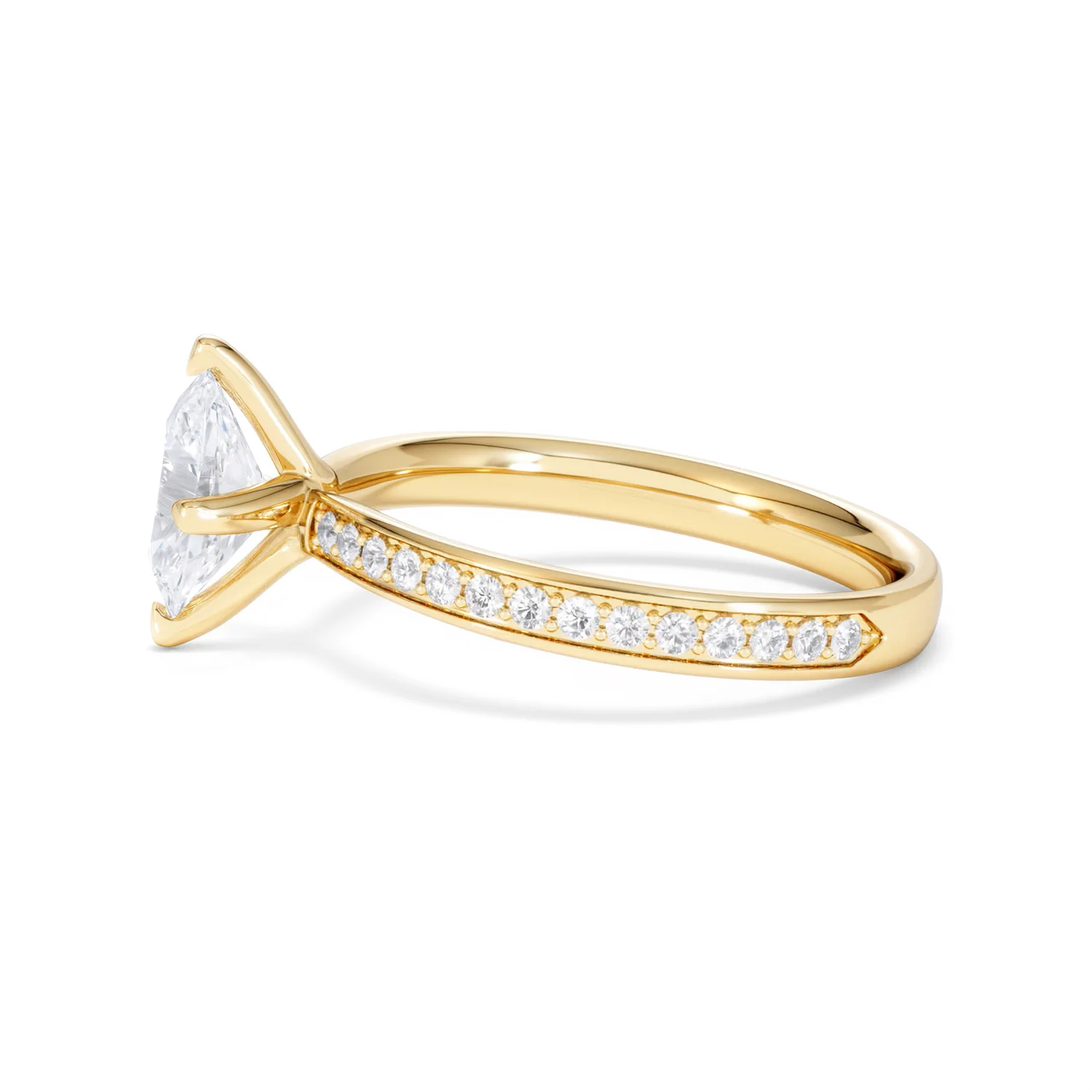 Origin Twist 1.00ct Oval Cut Lab Diamond Solitaire Engagement Ring with Side Stones in 18K Yellow Gold - Image 68