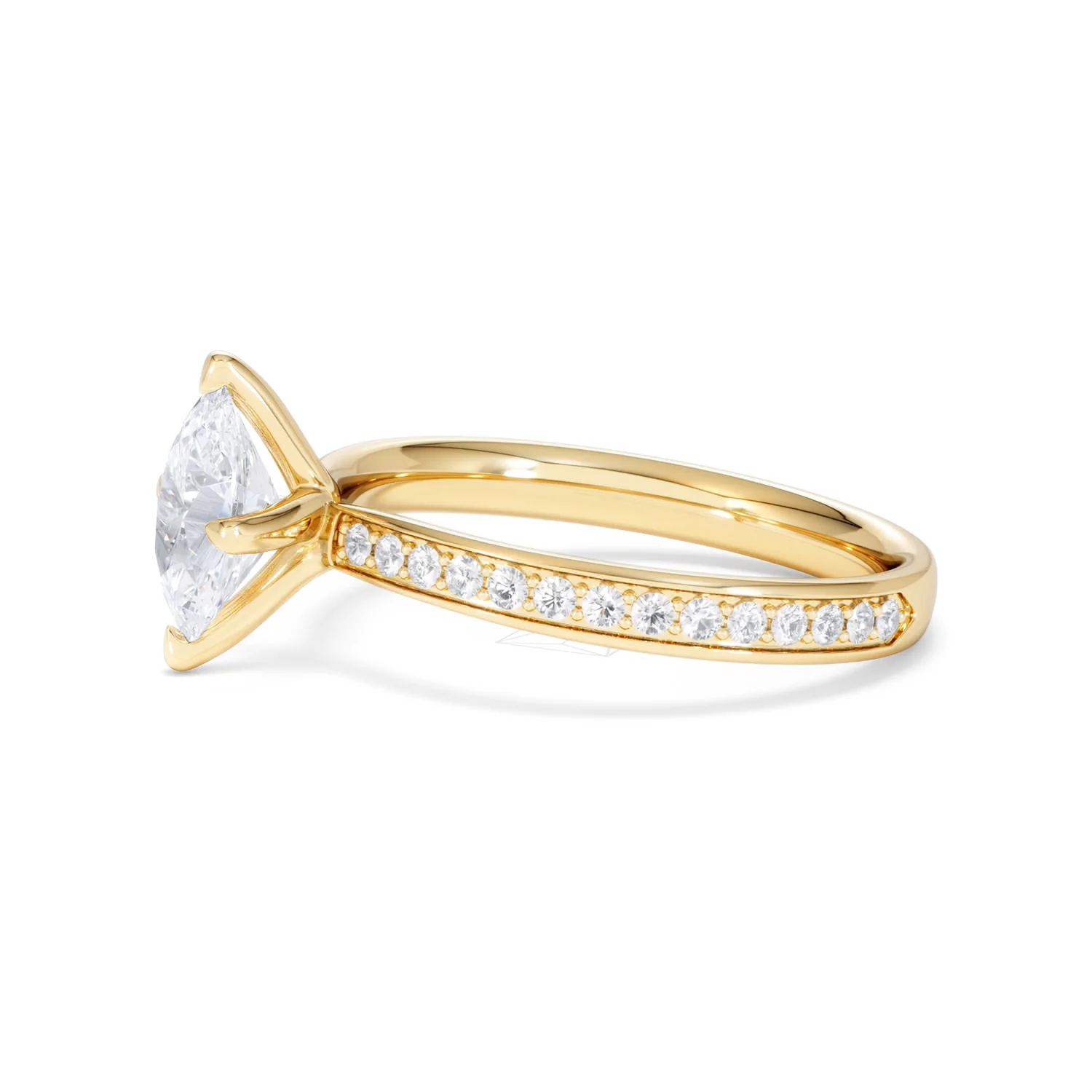 Origin Twist 1.00ct Oval Cut Lab Diamond Solitaire Engagement Ring with Side Stones in 18K Yellow Gold - Image 71