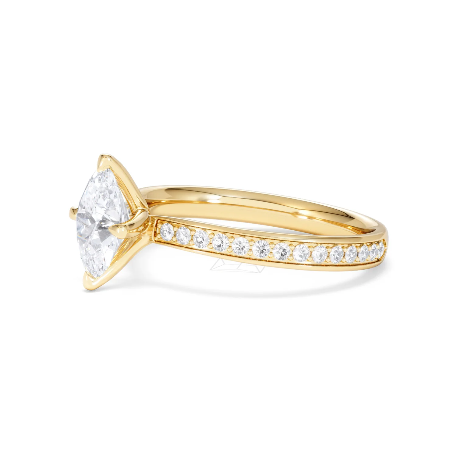 Origin Twist 1.00ct Oval Cut Lab Diamond Solitaire Engagement Ring with Side Stones in 18K Yellow Gold - Image 74