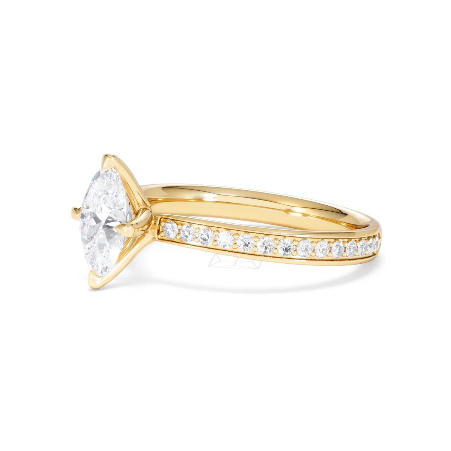 Origin Twist 1.00ct Oval Cut Lab Diamond Solitaire Engagement Ring with Side Stones in 18K Yellow Gold - Image 75
