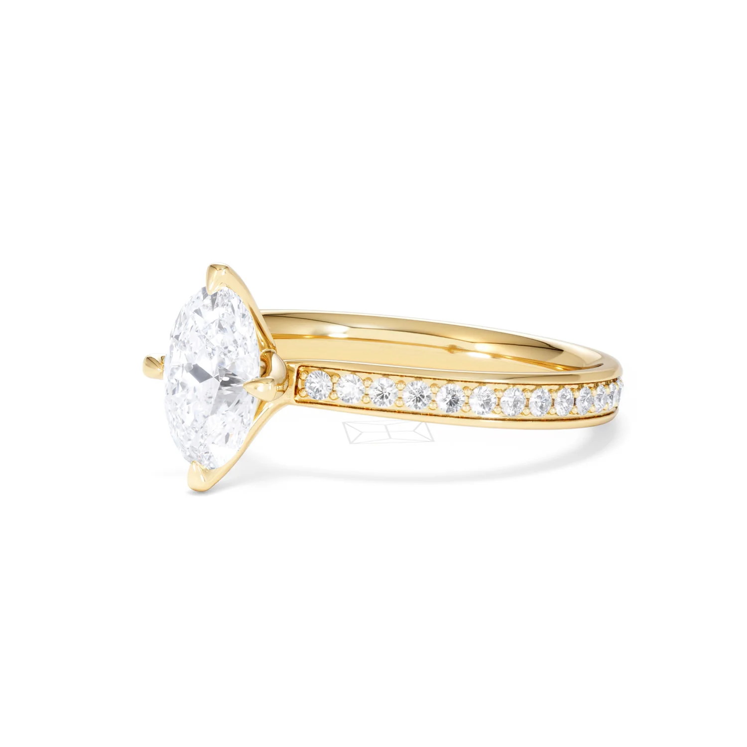 Origin Twist 1.00ct Oval Cut Lab Diamond Solitaire Engagement Ring with Side Stones in 18K Yellow Gold - Image 78