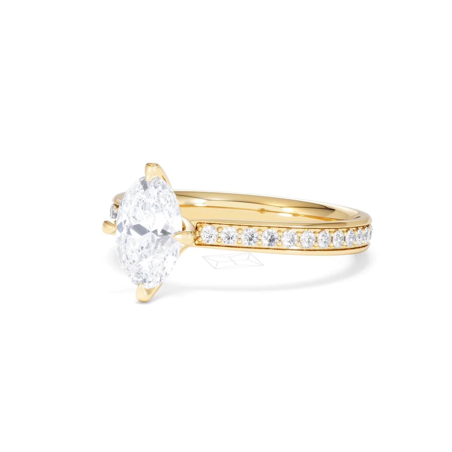 Origin Twist 1.00ct Oval Cut Lab Diamond Solitaire Engagement Ring with Side Stones in 18K Yellow Gold - Image 80