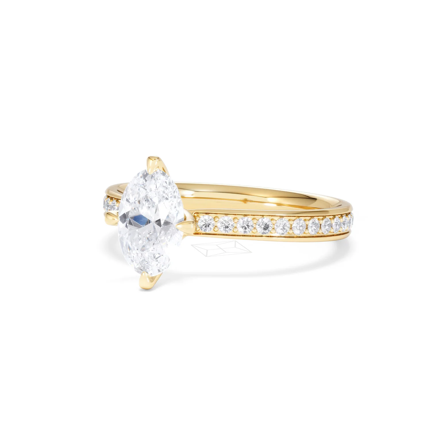 Origin Twist 1.00ct Oval Cut Lab Diamond Solitaire Engagement Ring with Side Stones in 18K Yellow Gold - Image 81