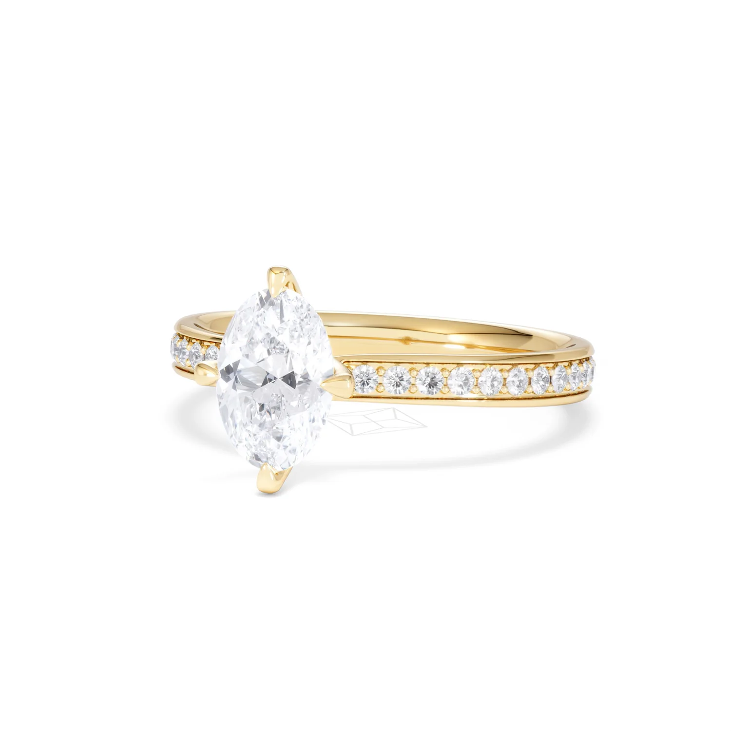 Origin Twist 1.00ct Oval Cut Lab Diamond Solitaire Engagement Ring with Side Stones in 18K Yellow Gold - Image 82