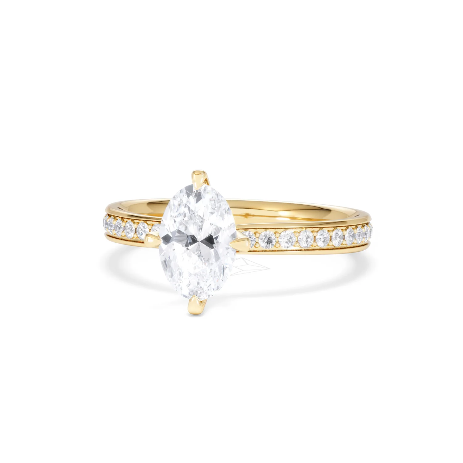 Origin Twist 1.00ct Oval Cut Lab Diamond Solitaire Engagement Ring with Side Stones in 18K Yellow Gold - Image 84