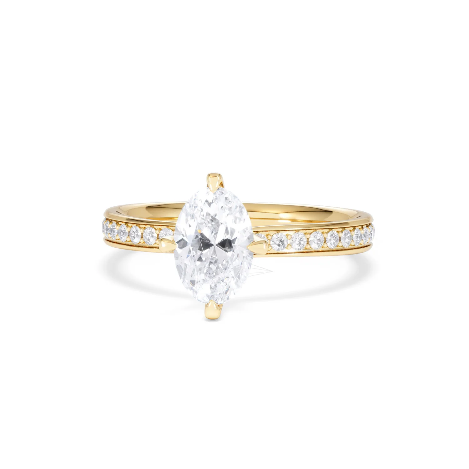 Origin Twist 1.00ct Oval Cut Lab Diamond Solitaire Engagement Ring with Side Stones in 18K Yellow Gold - Image 85