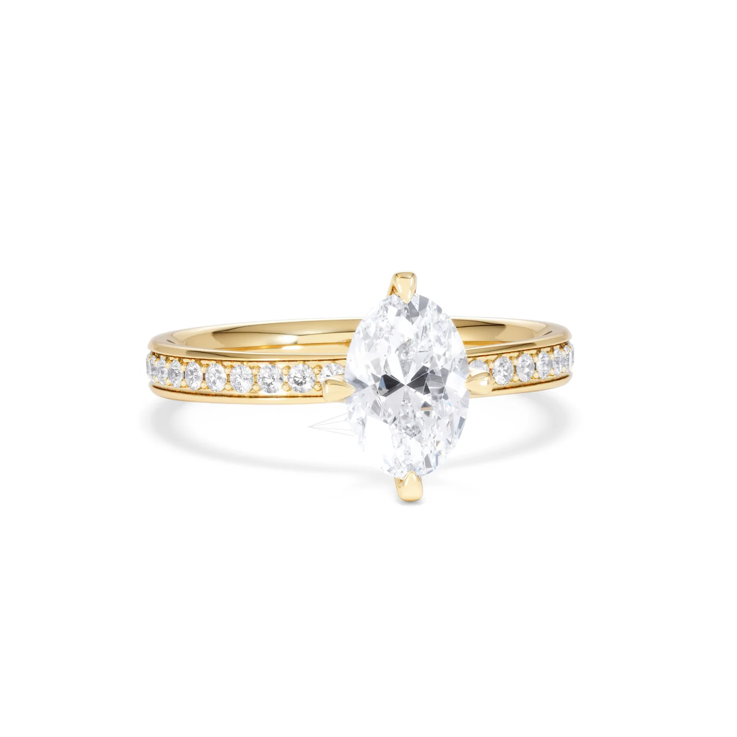 Origin Twist 1.00ct Oval Cut Lab Diamond Solitaire Engagement Ring with Side Stones in 18K Yellow Gold - Image 9