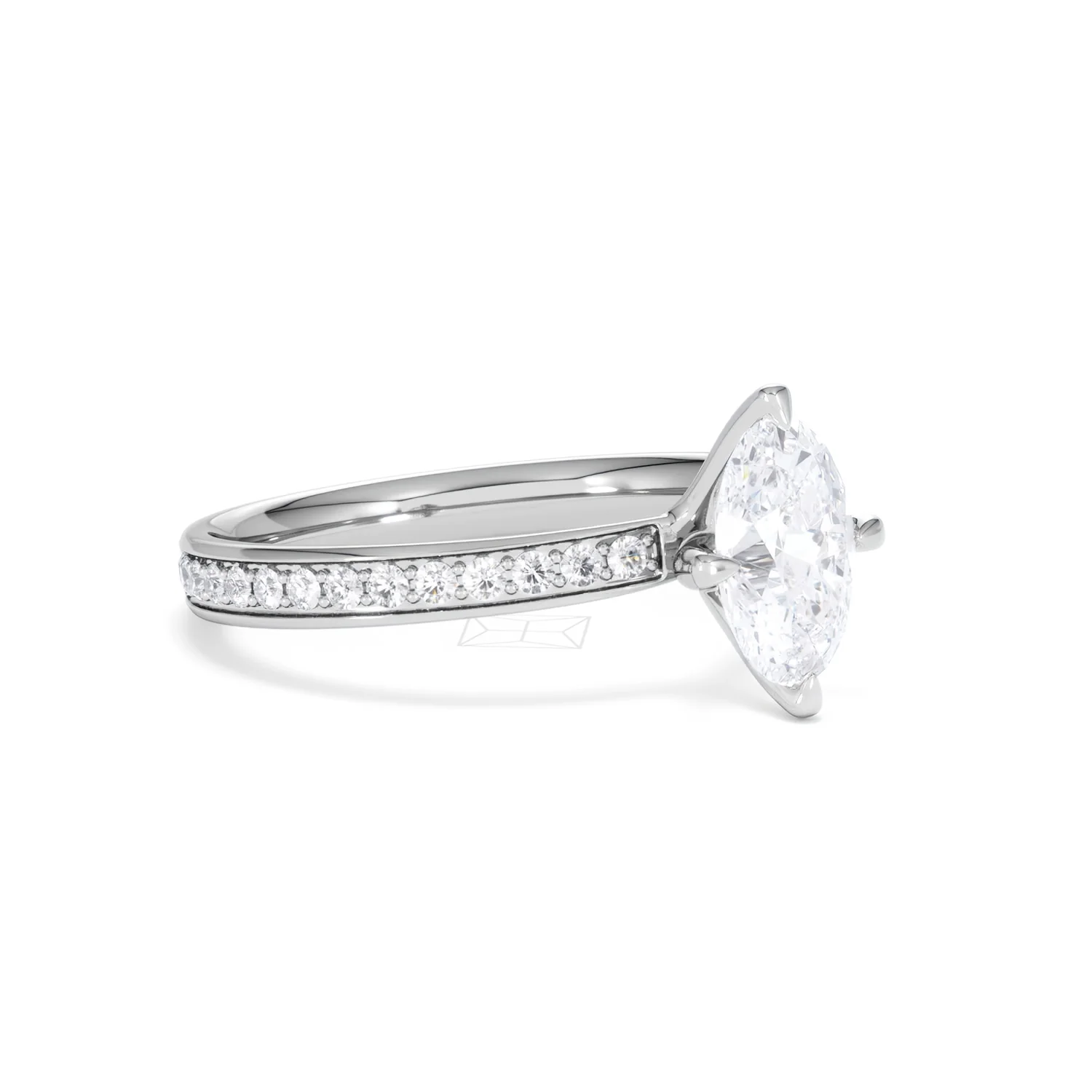 Origin Twist 1.00ct Oval Cut Lab Diamond Solitaire Engagement Ring with Side Stones in Platinum - Image 16