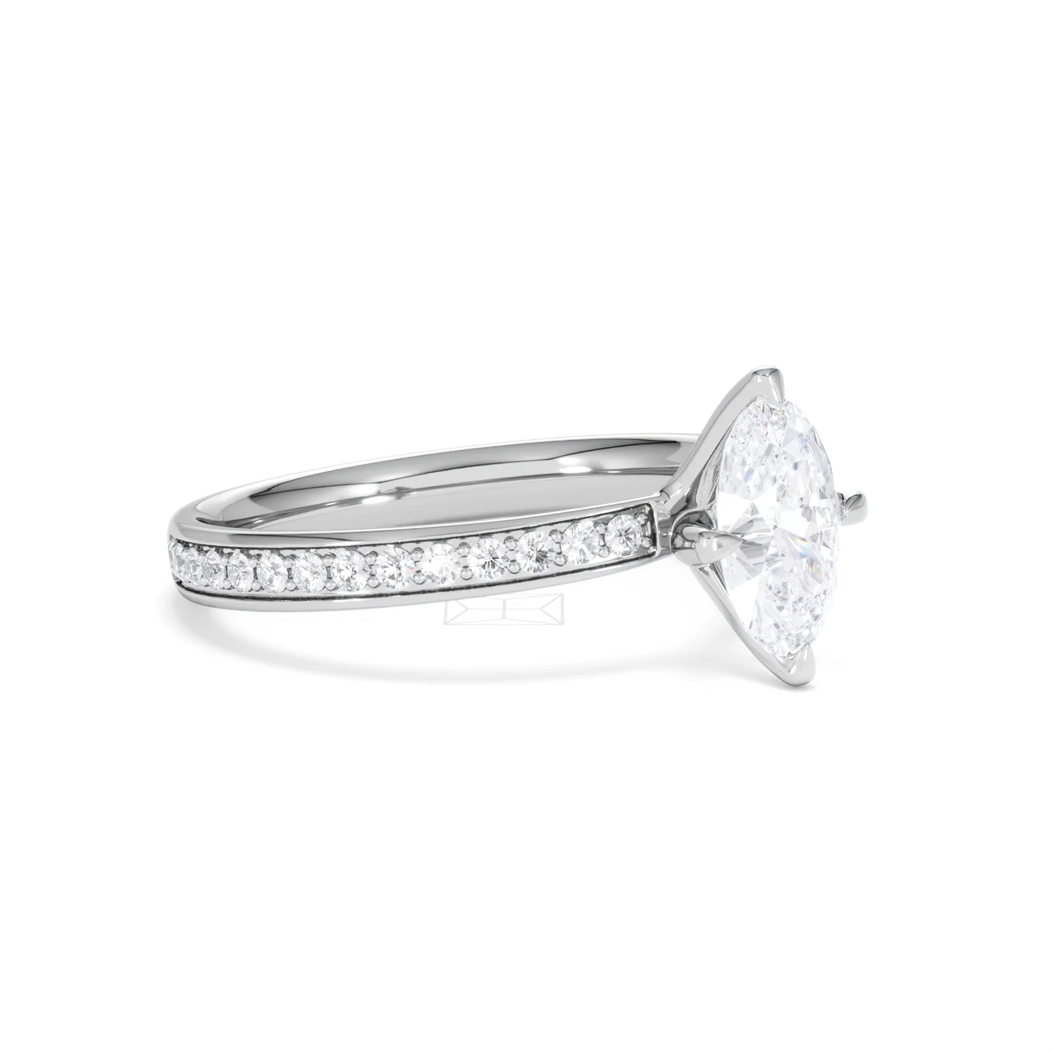 Origin Twist 1.00ct Oval Cut Lab Diamond Solitaire Engagement Ring with Side Stones in Platinum - Image 17
