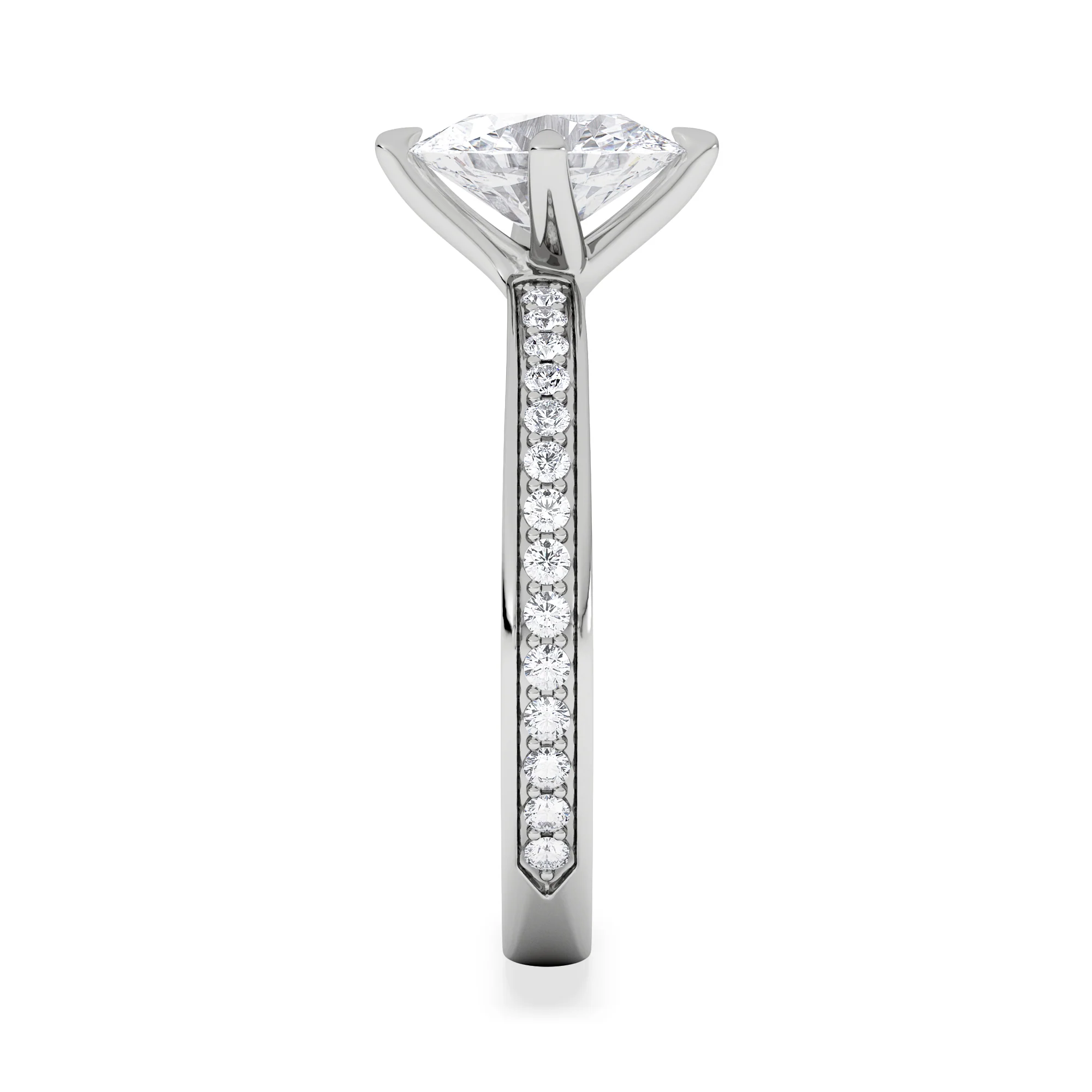 Origin Twist 1.00ct Oval Cut Lab Diamond Solitaire Engagement Ring with Side Stones in Platinum - Image 5