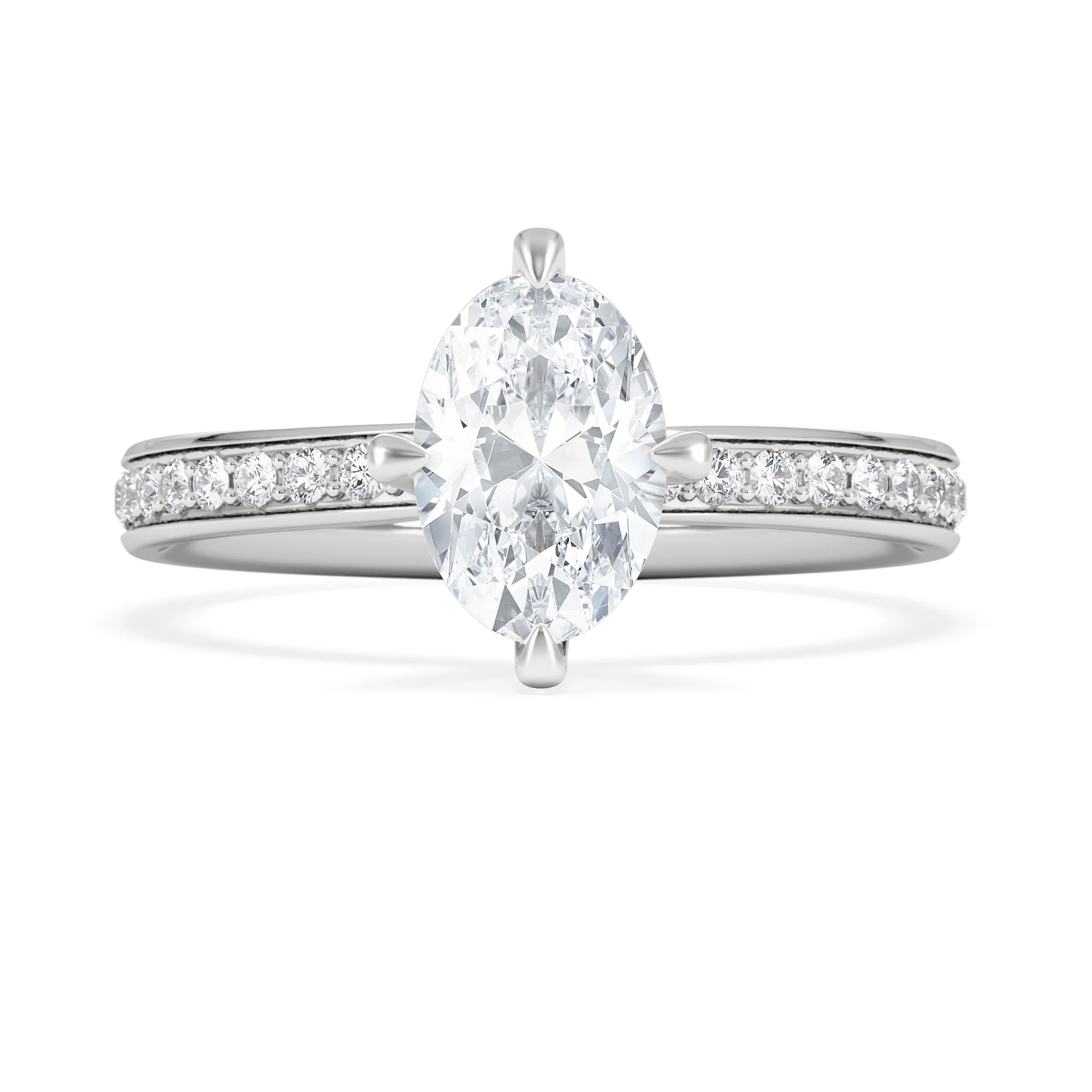 Origin Twist 1.00ct Oval Cut Lab Diamond Solitaire Engagement Ring with Side Stones in Platinum - Image 6