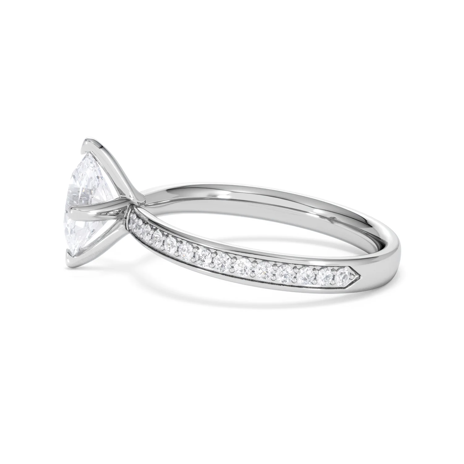 Origin Twist 1.00ct Oval Cut Lab Diamond Solitaire Engagement Ring with Side Stones in Platinum - Image 66
