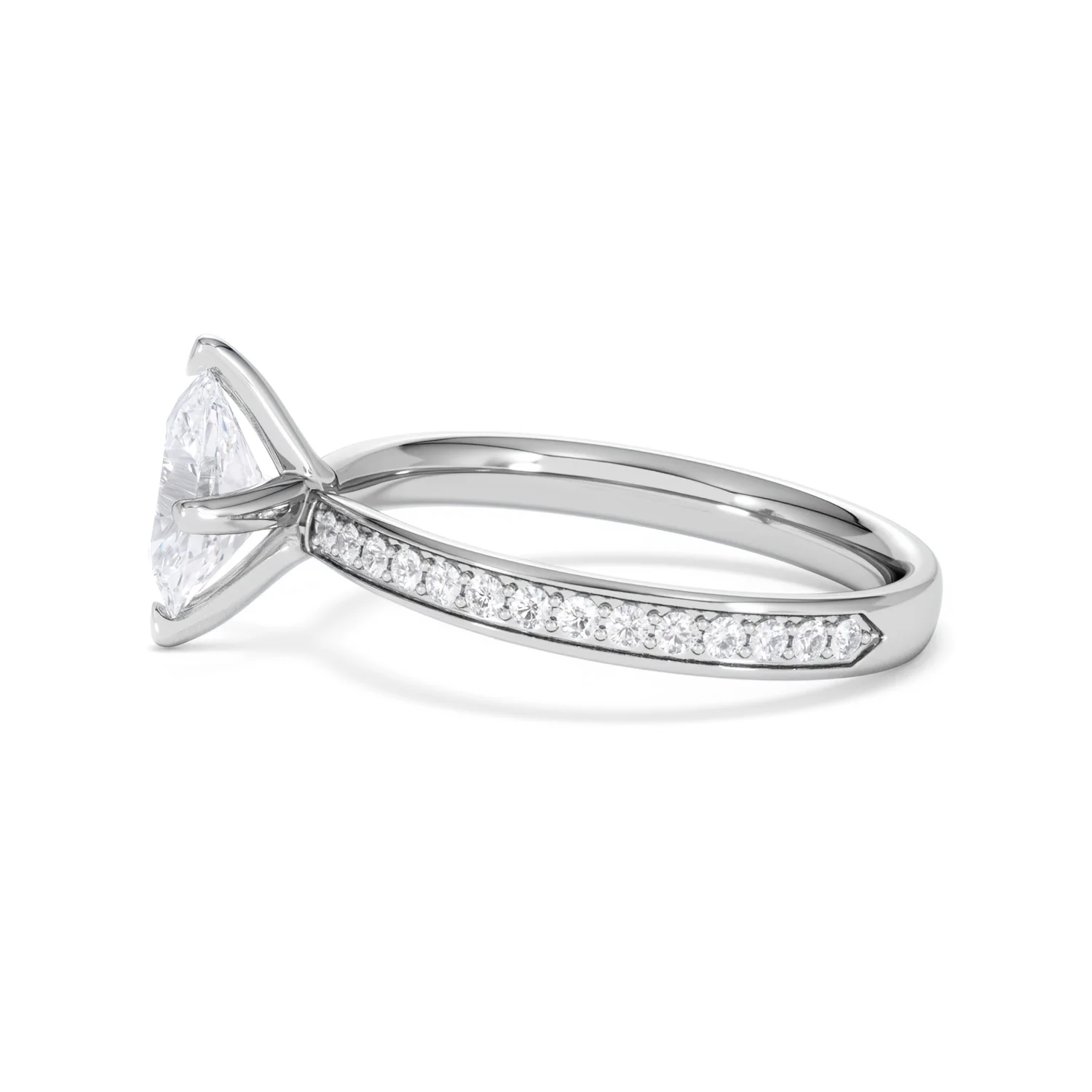Origin Twist 1.00ct Oval Cut Lab Diamond Solitaire Engagement Ring with Side Stones in Platinum - Image 68