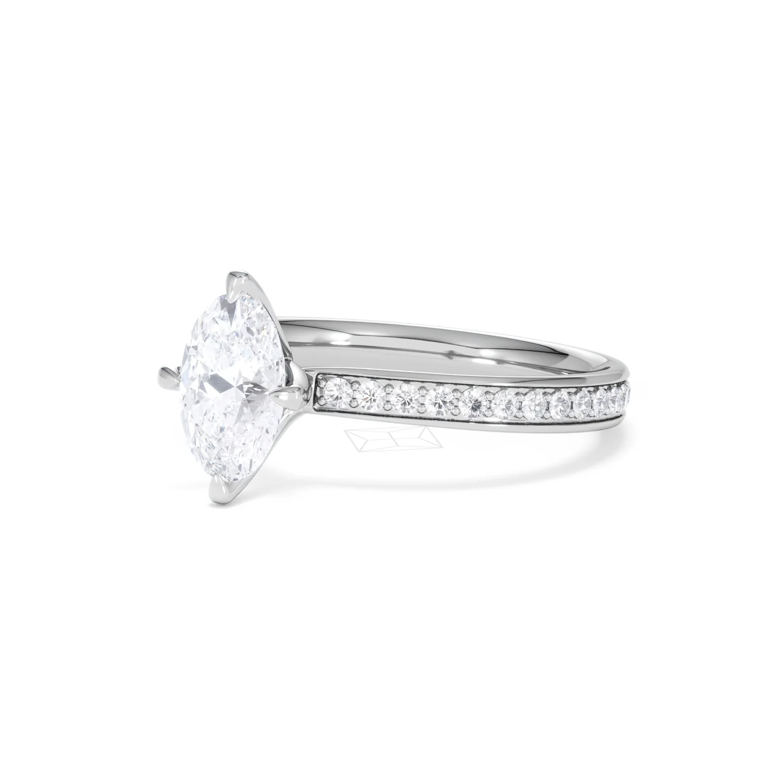 Origin Twist 1.00ct Oval Cut Lab Diamond Solitaire Engagement Ring with Side Stones in Platinum - Image 79