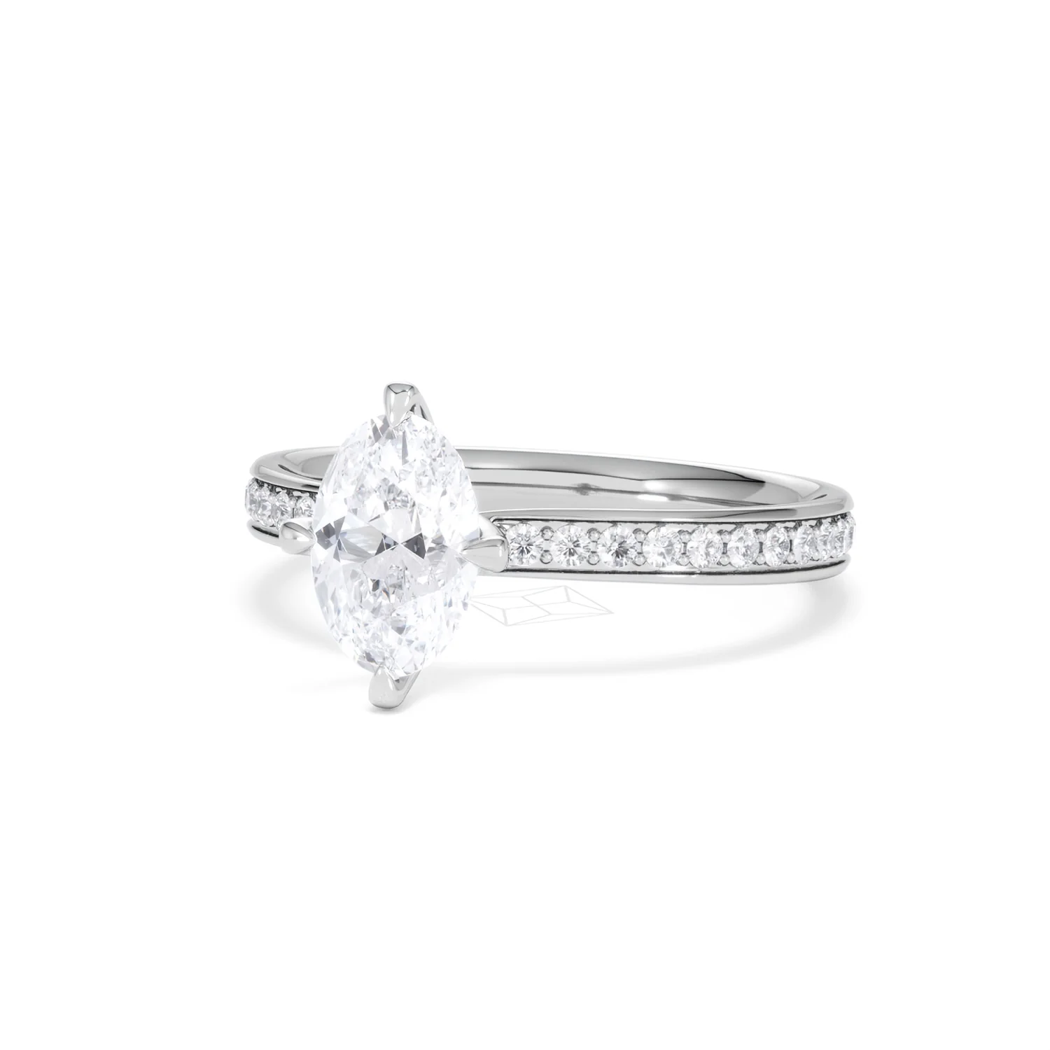 Origin Twist 1.00ct Oval Cut Lab Diamond Solitaire Engagement Ring with Side Stones in Platinum - Image 82