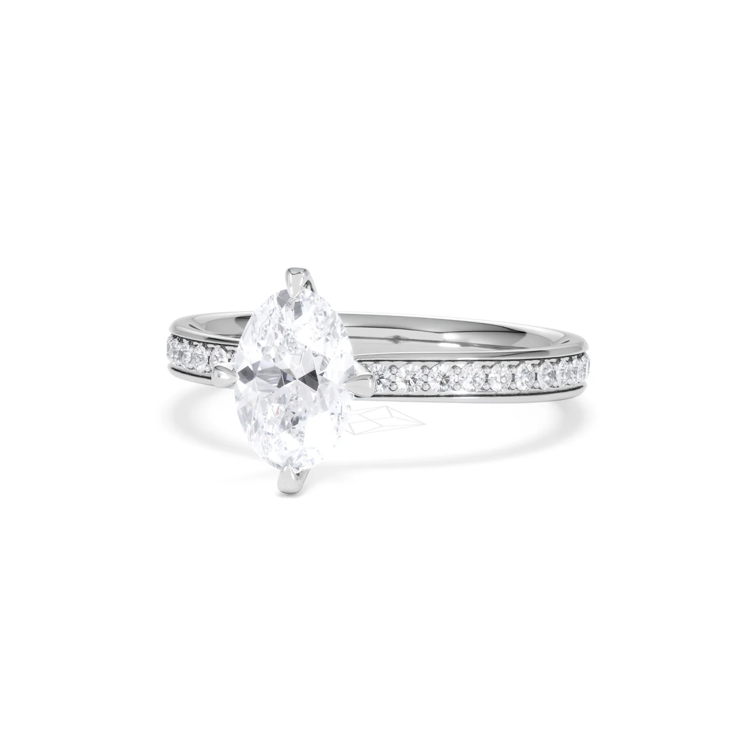 Origin Twist 1.00ct Oval Cut Lab Diamond Solitaire Engagement Ring with Side Stones in Platinum - Image 83