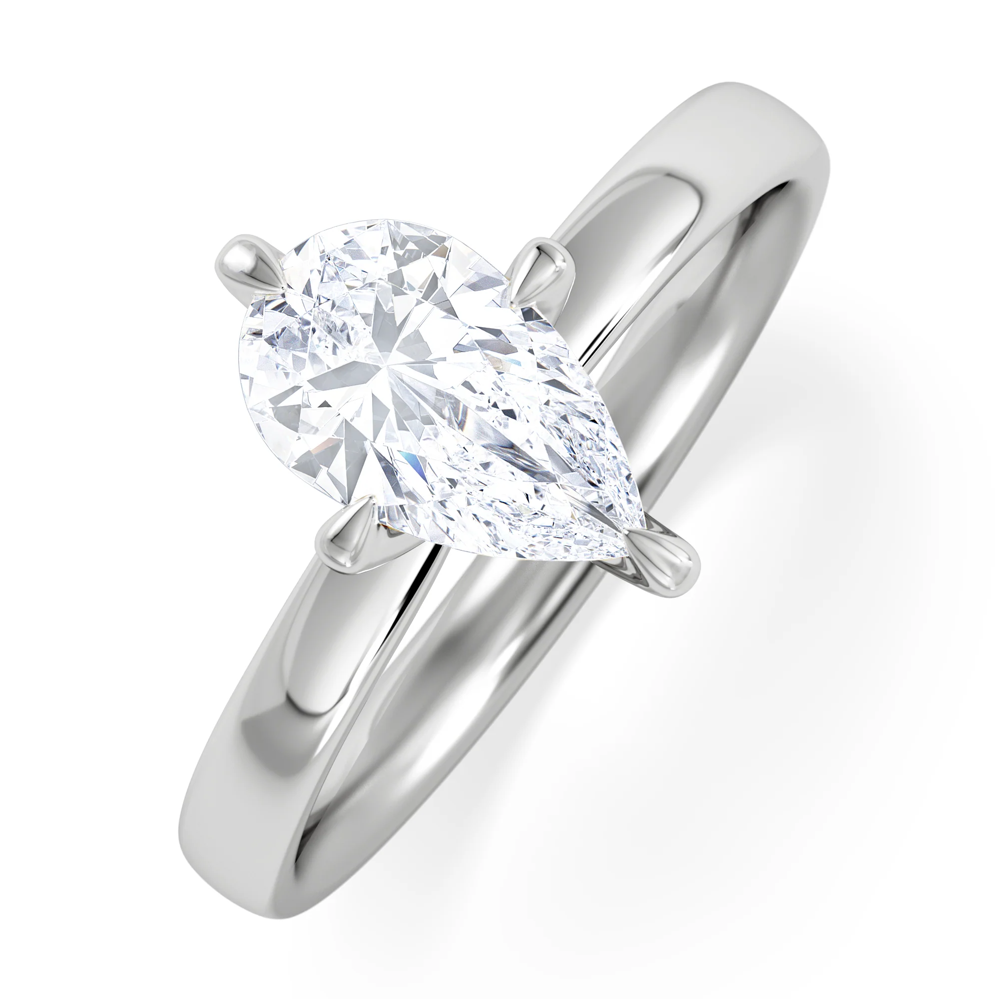 Origin Twist 1.00ct Pear Cut Lab Diamond Solitaire Engagement Ring in 18K White Gold