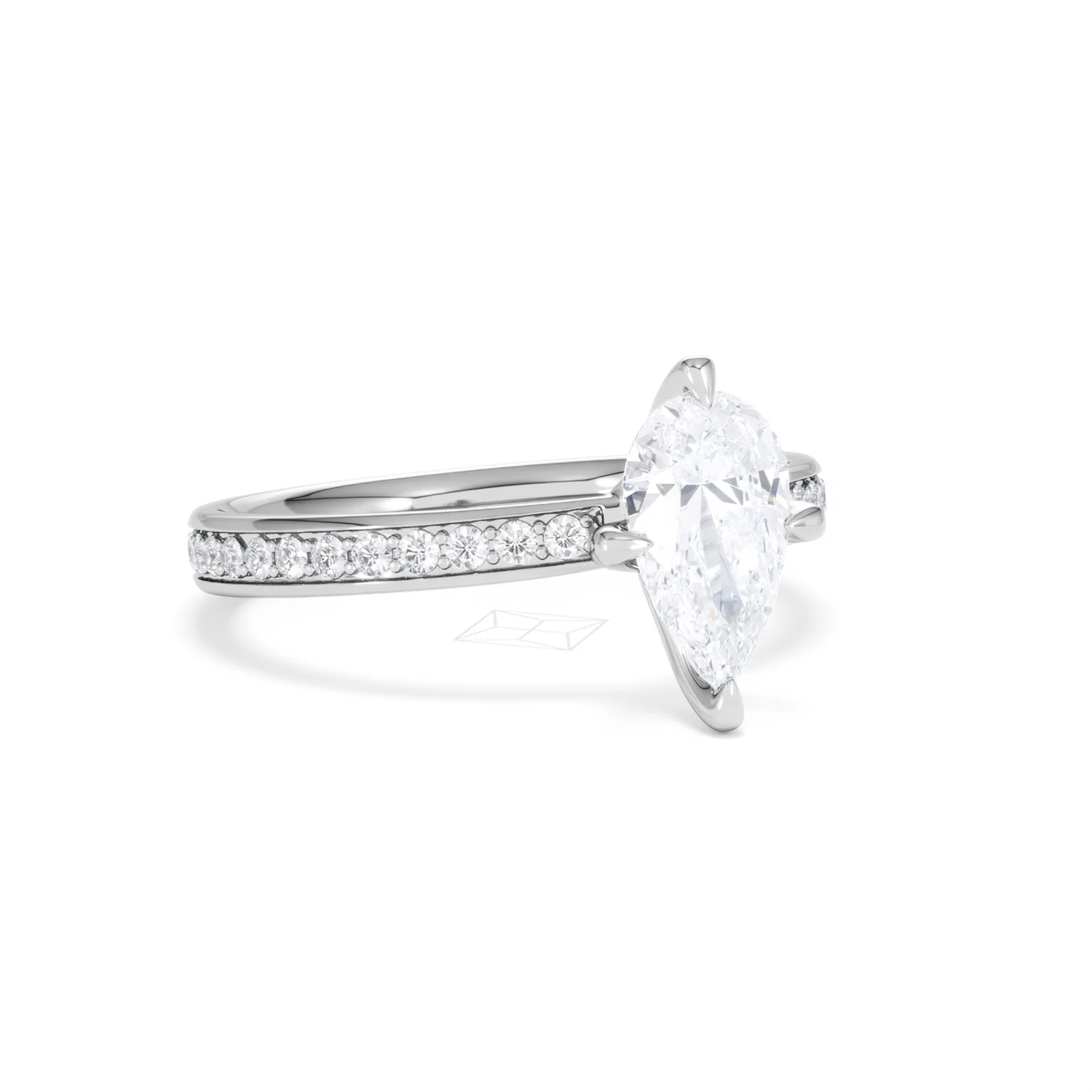 Origin Twist 1.00ct Pear Cut Lab Diamond Solitaire Engagement Ring with Side Stones in 18K White Gold - Image 13
