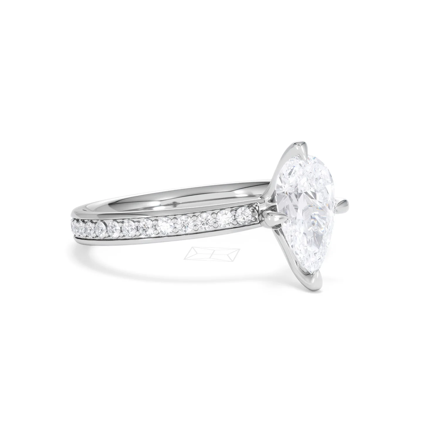 Origin Twist 1.00ct Pear Cut Lab Diamond Solitaire Engagement Ring with Side Stones in 18K White Gold - Image 15