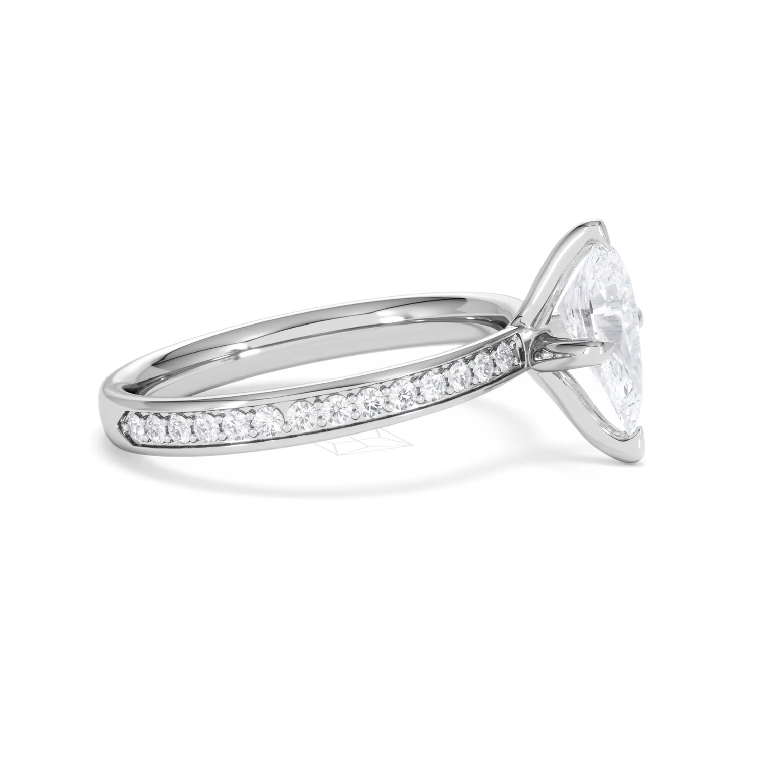 Origin Twist 1.00ct Pear Cut Lab Diamond Solitaire Engagement Ring with Side Stones in 18K White Gold - Image 23