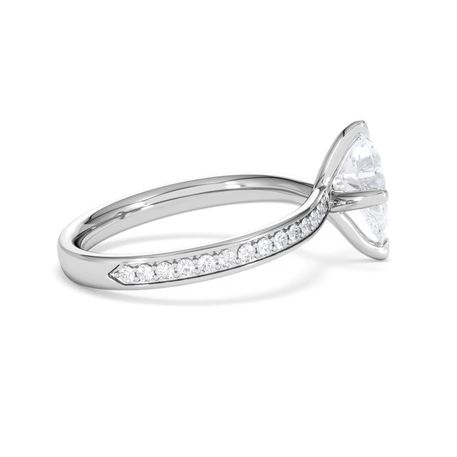 Origin Twist 1.00ct Pear Cut Lab Diamond Solitaire Engagement Ring with Side Stones in 18K White Gold - Image 29