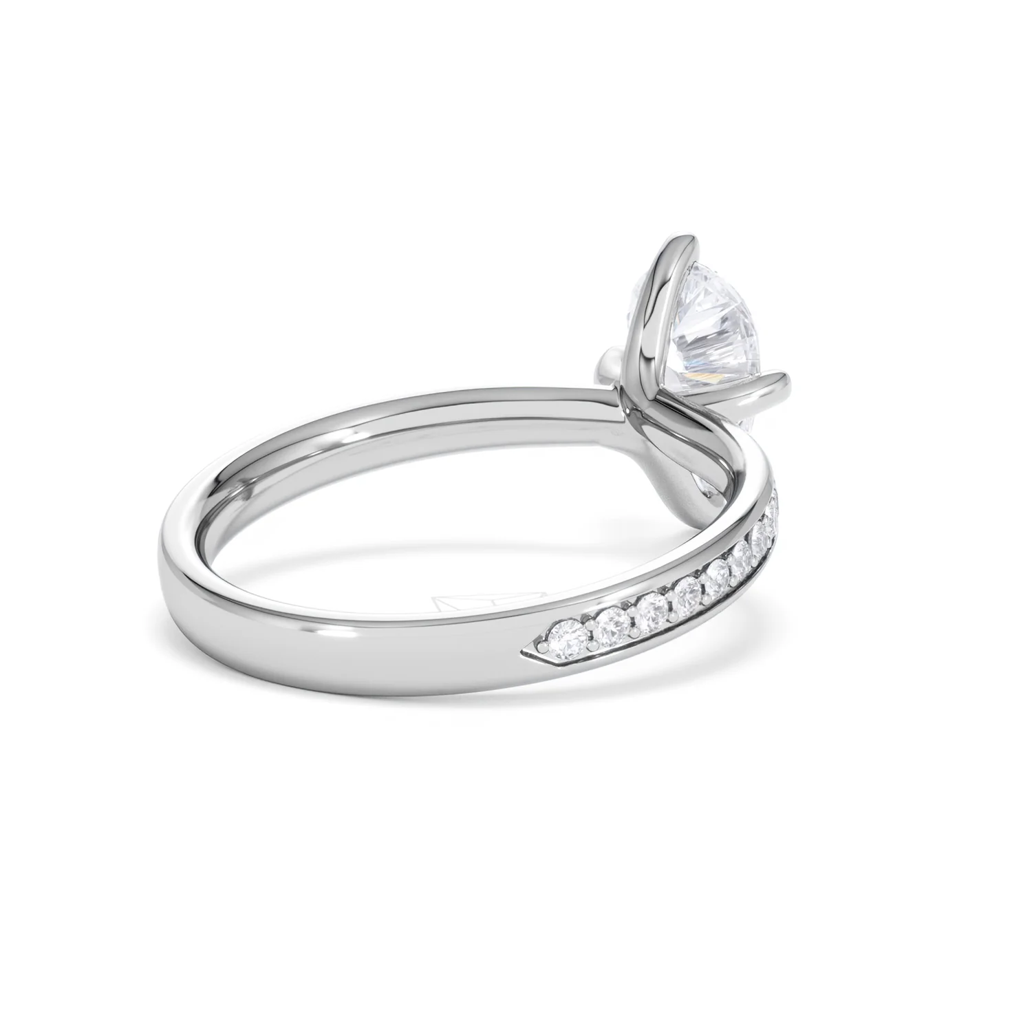 Origin Twist 1.00ct Pear Cut Lab Diamond Solitaire Engagement Ring with Side Stones in 18K White Gold - Image 39