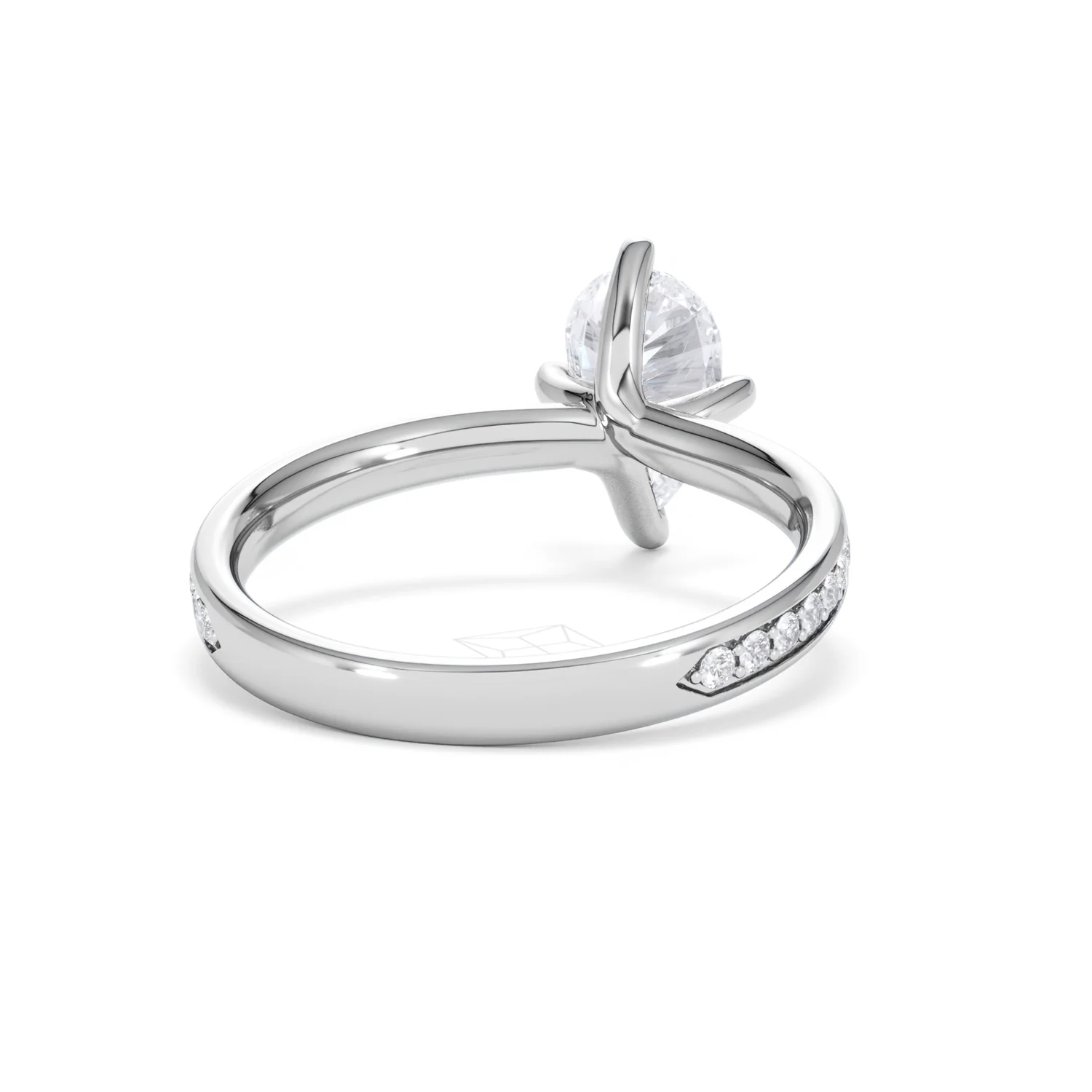 Origin Twist 1.00ct Pear Cut Lab Diamond Solitaire Engagement Ring with Side Stones in 18K White Gold - Image 43