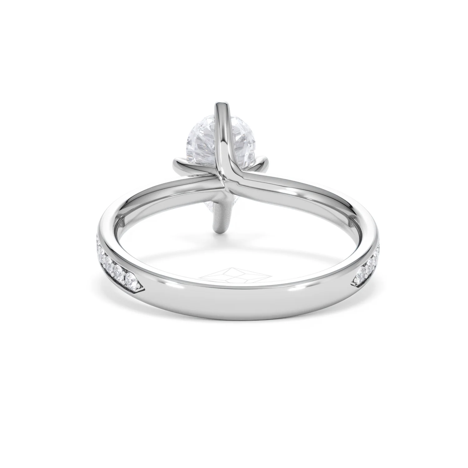 Origin Twist 1.00ct Pear Cut Lab Diamond Solitaire Engagement Ring with Side Stones in 18K White Gold - Image 48
