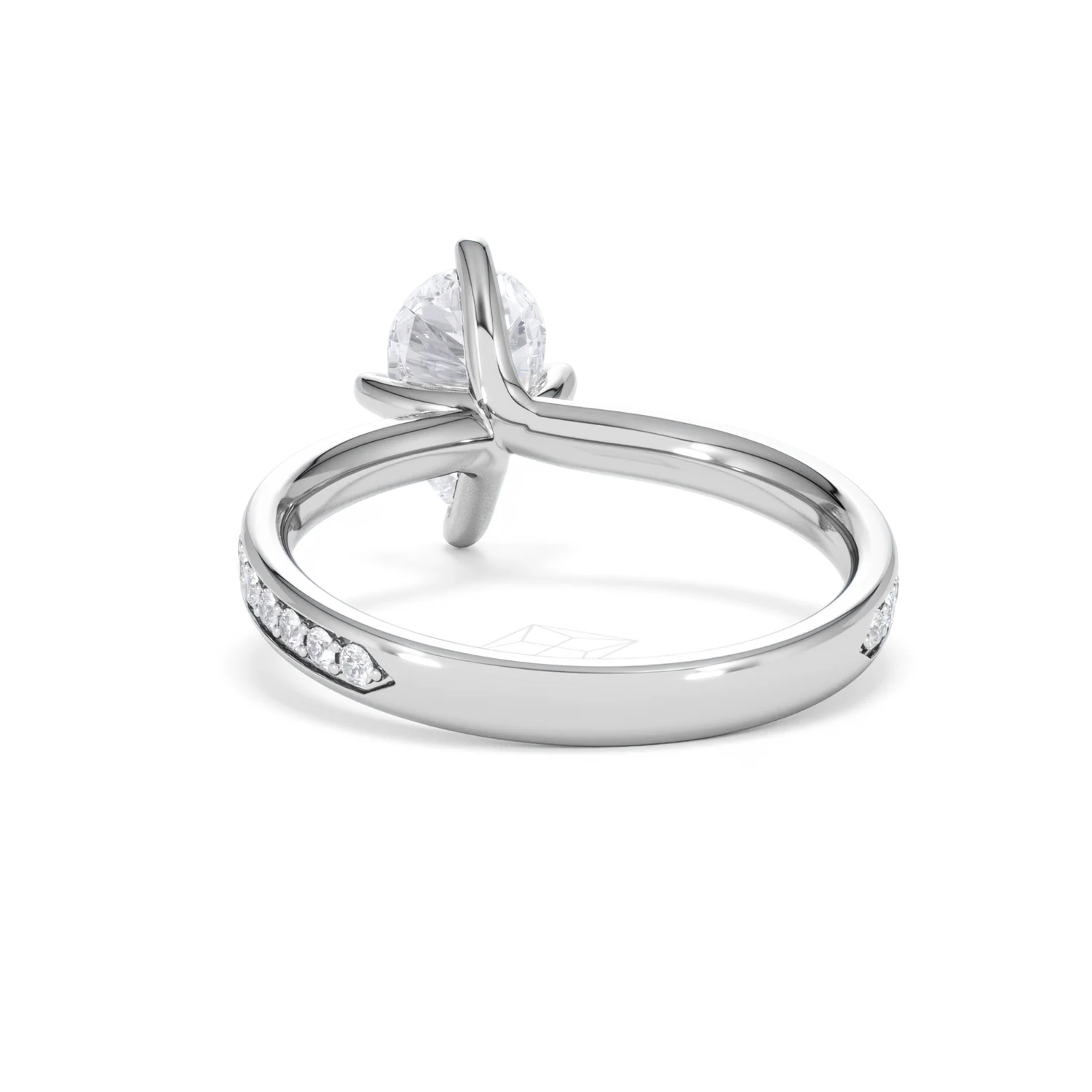Origin Twist 1.00ct Pear Cut Lab Diamond Solitaire Engagement Ring with Side Stones in 18K White Gold - Image 50