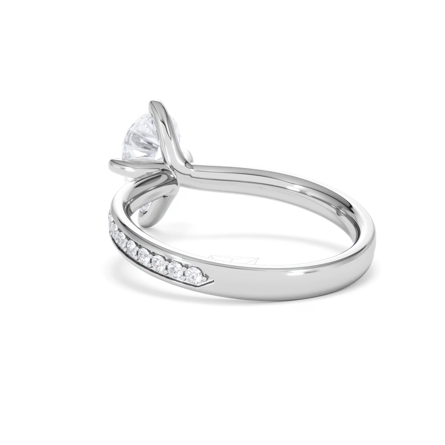 Origin Twist 1.00ct Pear Cut Lab Diamond Solitaire Engagement Ring with Side Stones in 18K White Gold - Image 54