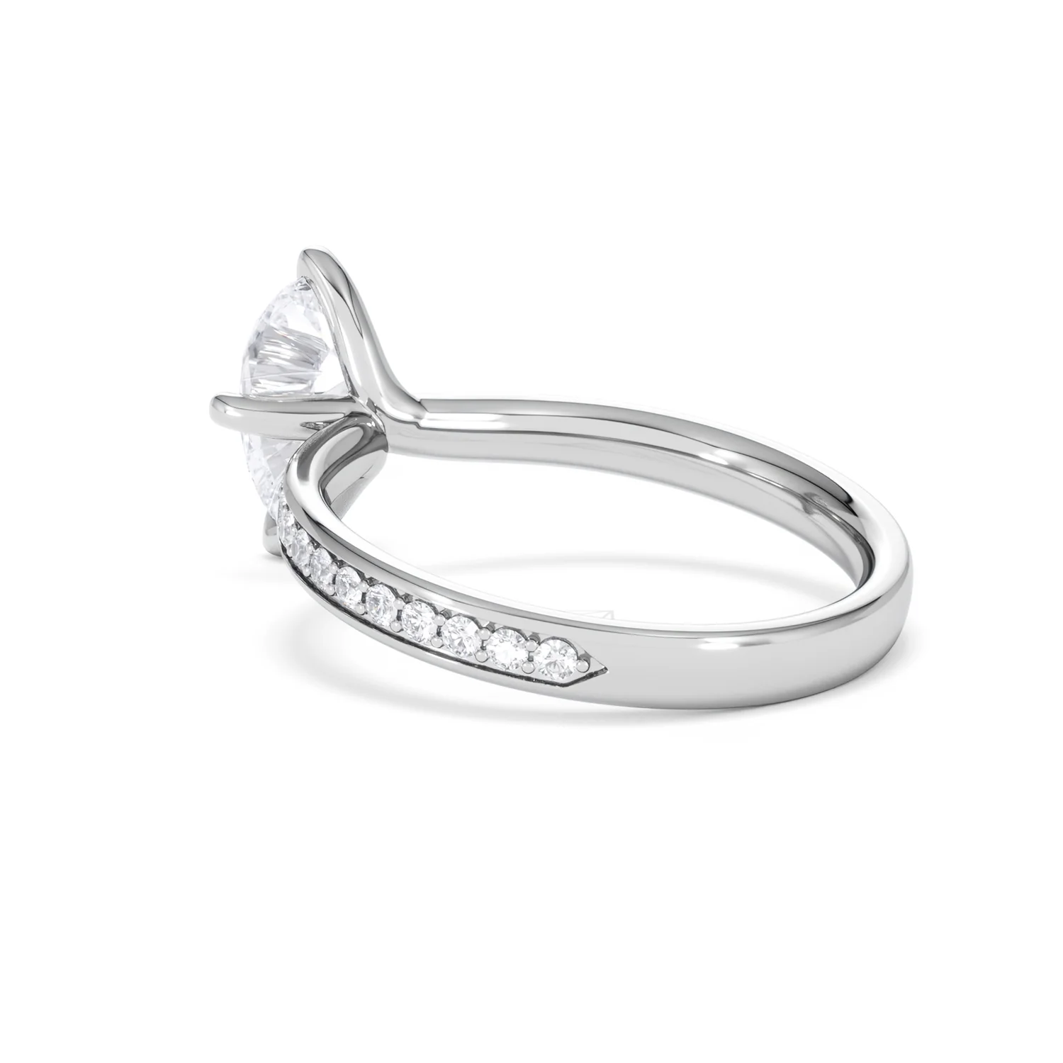 Origin Twist 1.00ct Pear Cut Lab Diamond Solitaire Engagement Ring with Side Stones in 18K White Gold - Image 57