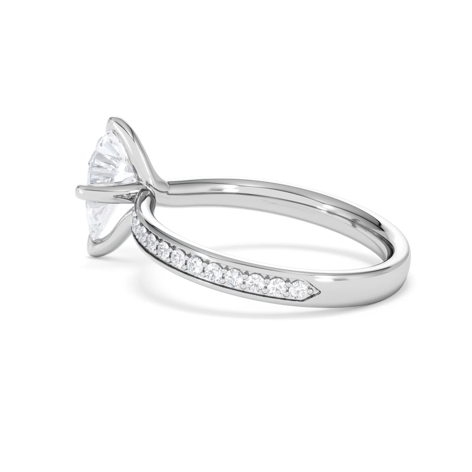 Origin Twist 1.00ct Pear Cut Lab Diamond Solitaire Engagement Ring with Side Stones in 18K White Gold - Image 61