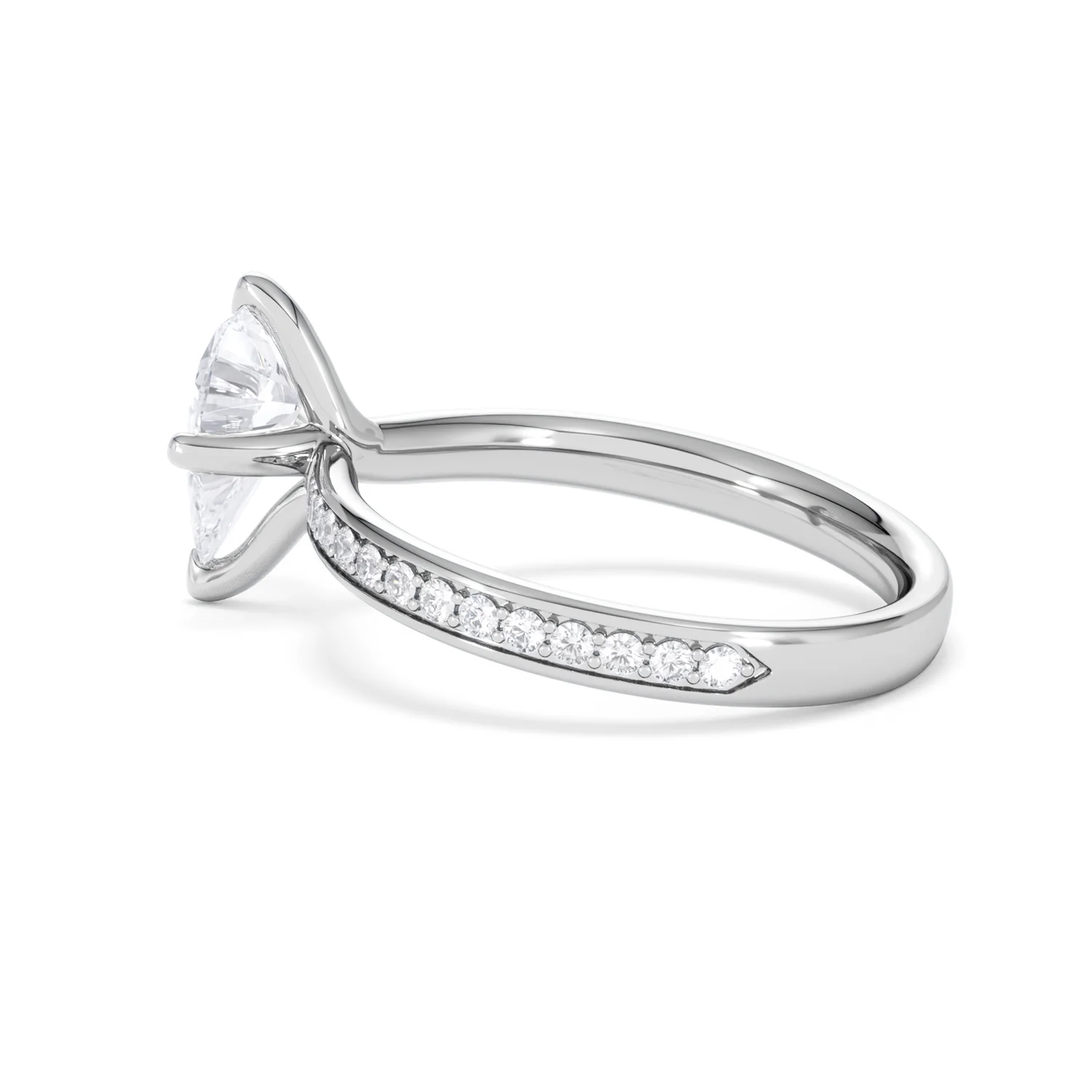 Origin Twist 1.00ct Pear Cut Lab Diamond Solitaire Engagement Ring with Side Stones in 18K White Gold - Image 62