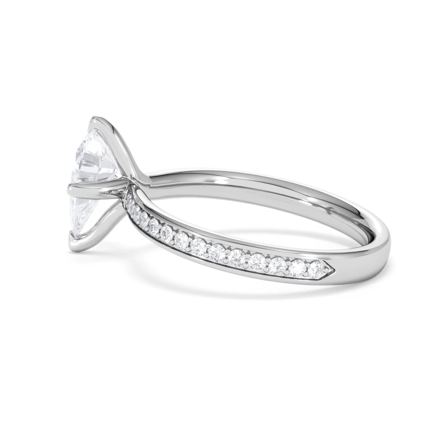 Origin Twist 1.00ct Pear Cut Lab Diamond Solitaire Engagement Ring with Side Stones in 18K White Gold - Image 64