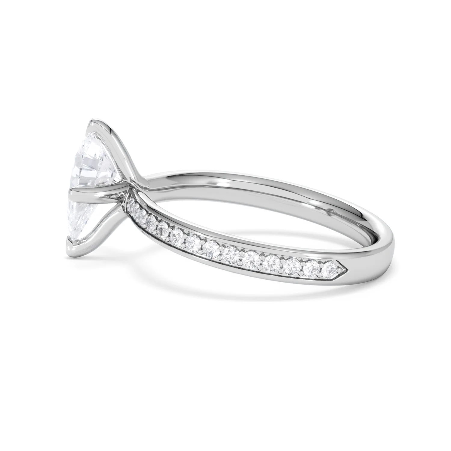 Origin Twist 1.00ct Pear Cut Lab Diamond Solitaire Engagement Ring with Side Stones in 18K White Gold - Image 65