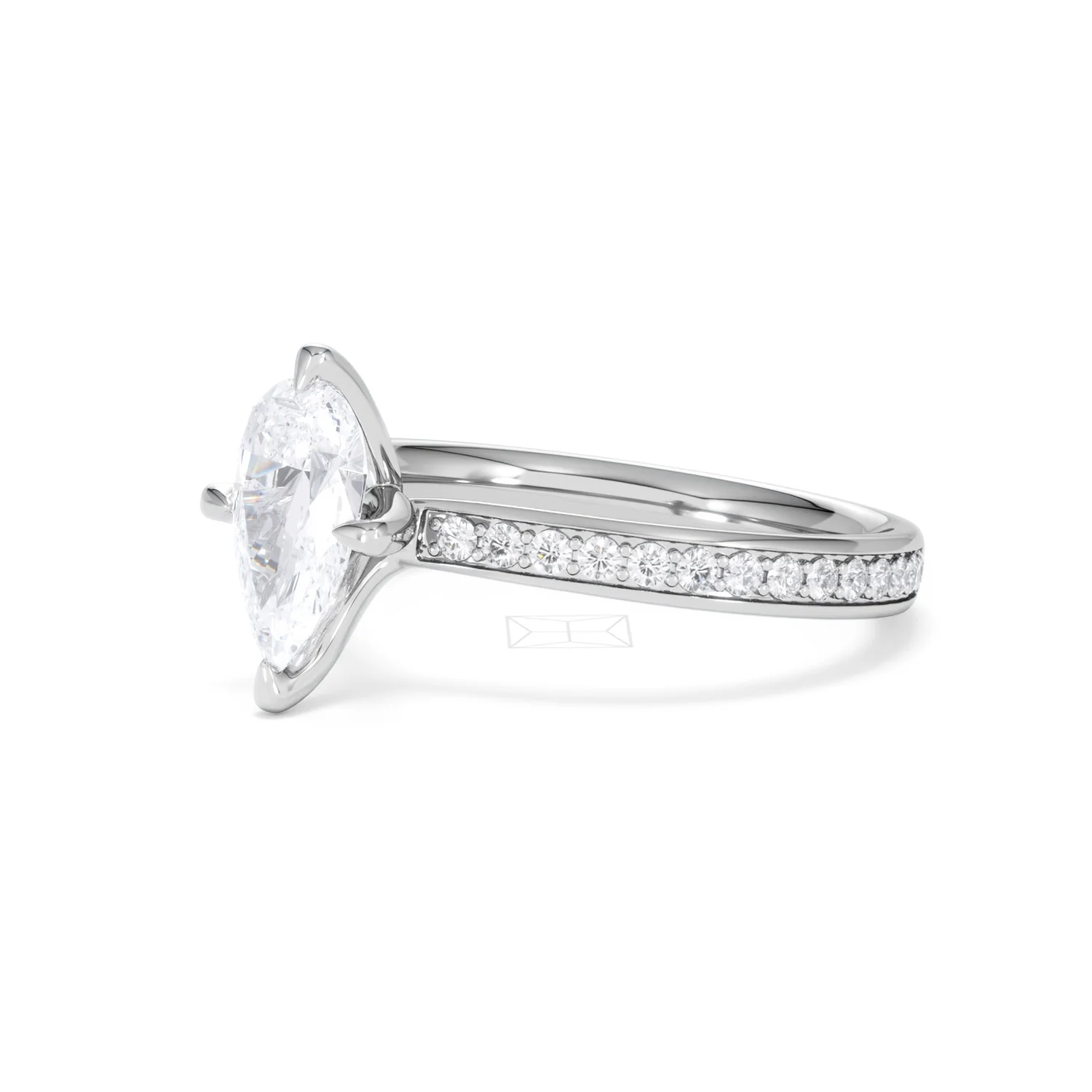 Origin Twist 1.00ct Pear Cut Lab Diamond Solitaire Engagement Ring with Side Stones in 18K White Gold - Image 77