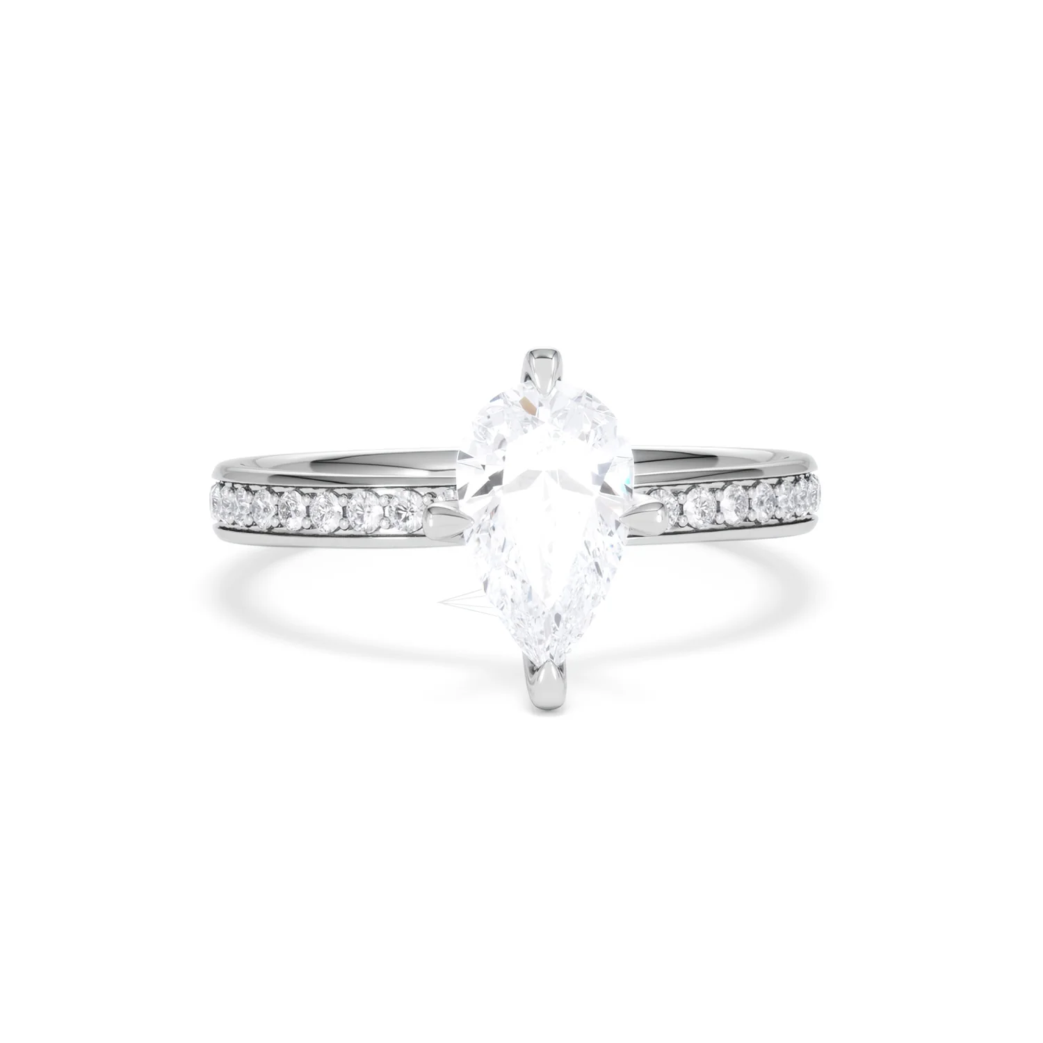 Origin Twist 1.00ct Pear Cut Lab Diamond Solitaire Engagement Ring with Side Stones in 18K White Gold - Image 8