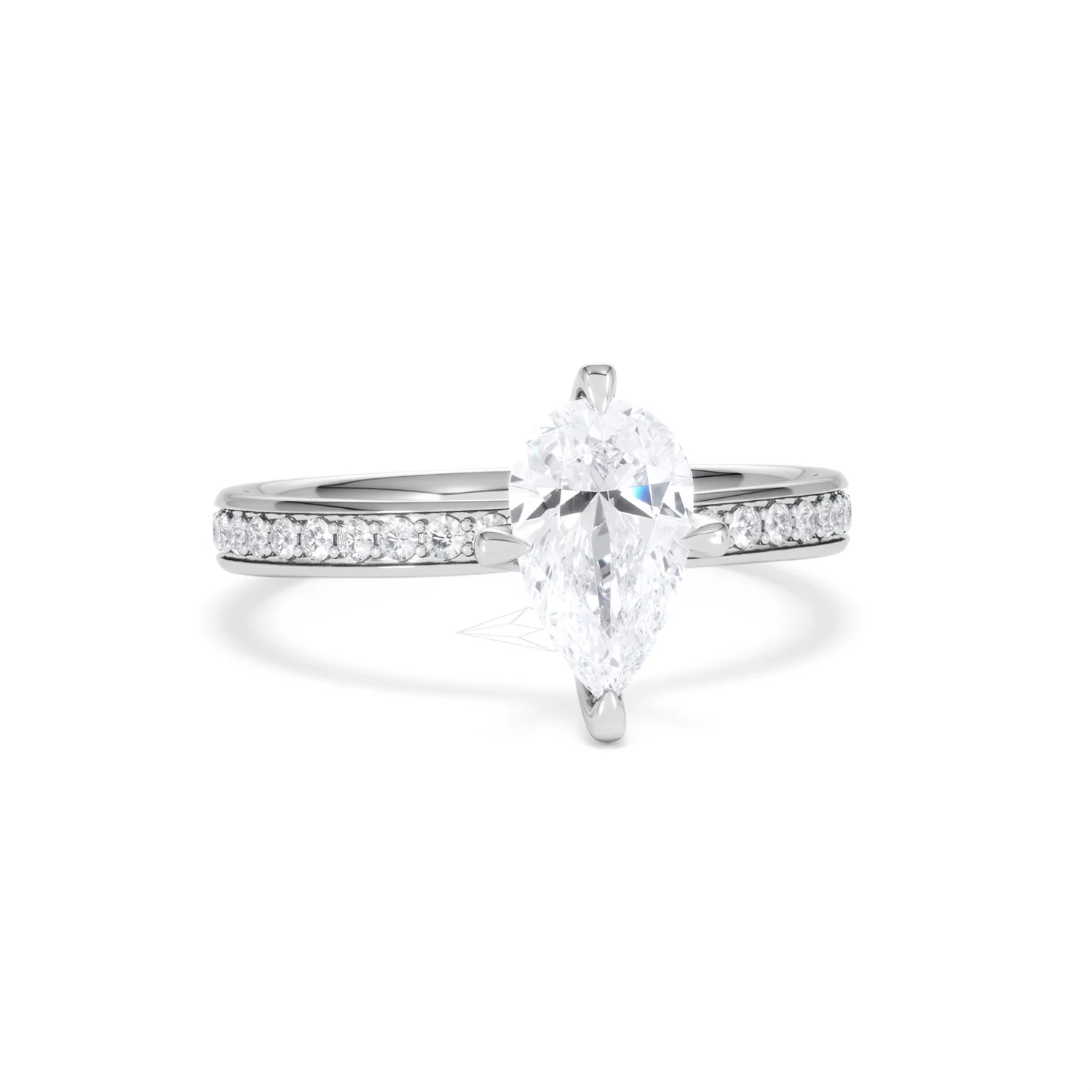 Origin Twist 1.00ct Pear Cut Lab Diamond Solitaire Engagement Ring with Side Stones in 18K White Gold - Image 10