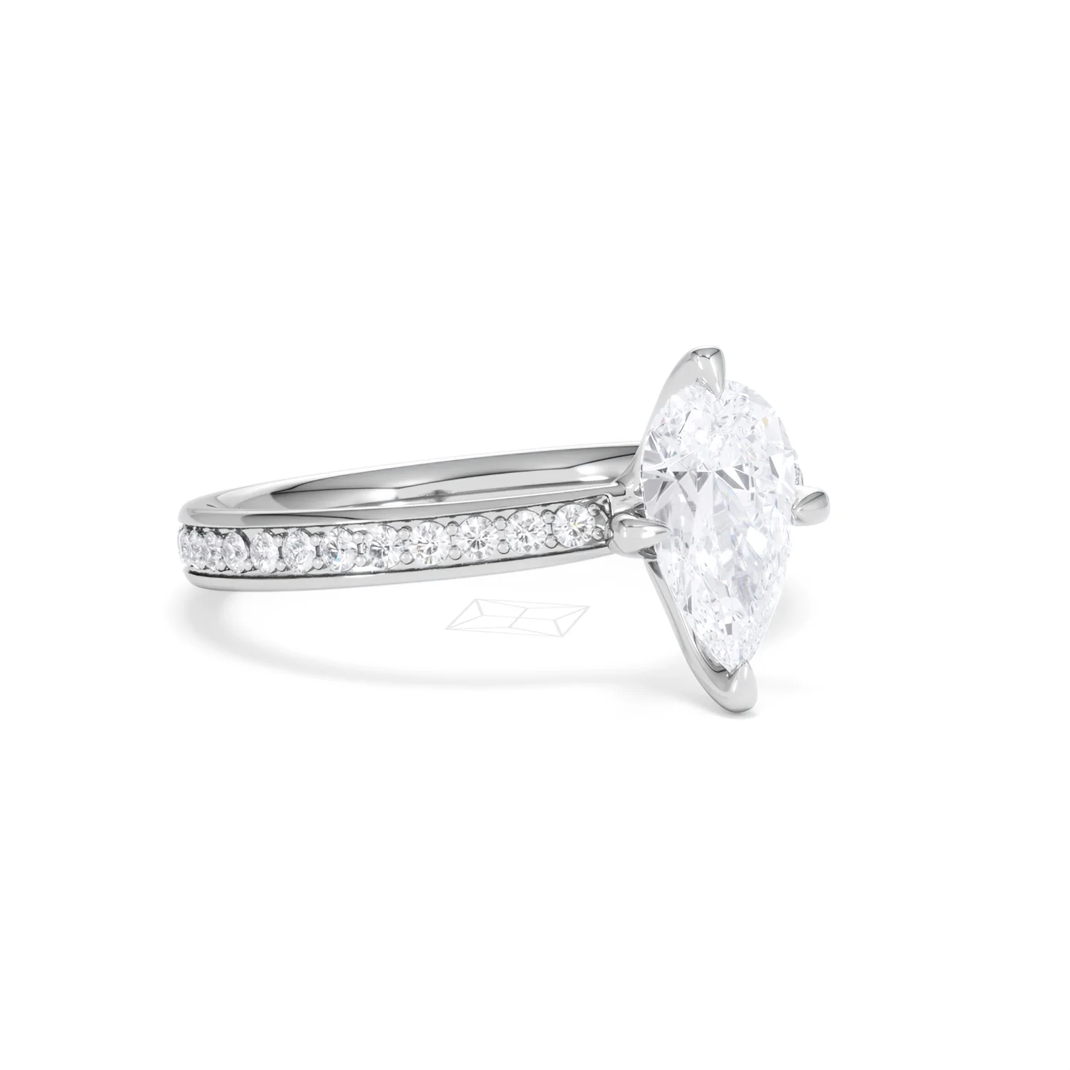 Origin Twist 1.00ct Pear Cut Lab Diamond Solitaire Engagement Ring with Side Stones in 18K White Gold - Image 21