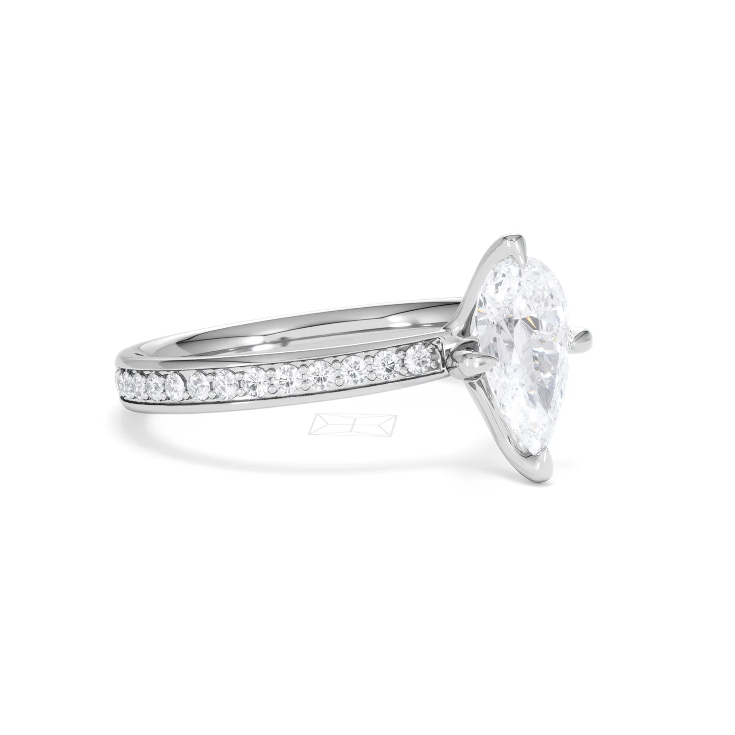Origin Twist 1.00ct Pear Cut Lab Diamond Solitaire Engagement Ring with Side Stones in 18K White Gold - Image 24